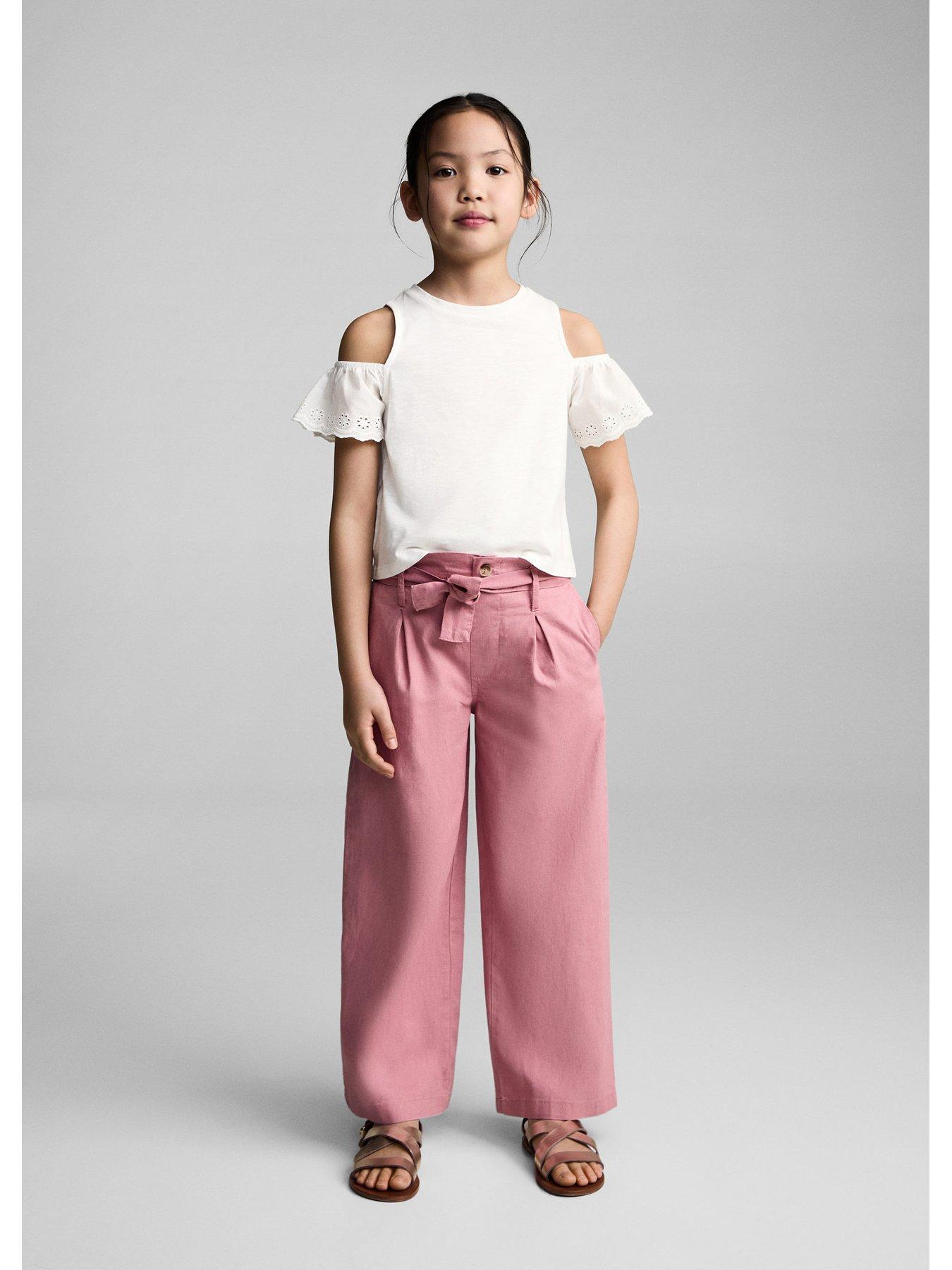  image of mango-girls-frill-cold-shoulder-tshirt-light-cream