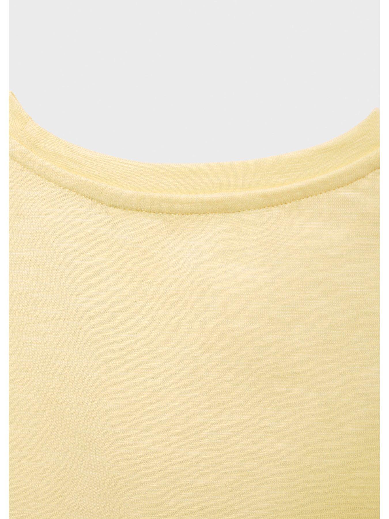  image of mango-girls-frill-cold-shoulder-t-shirt-yellow