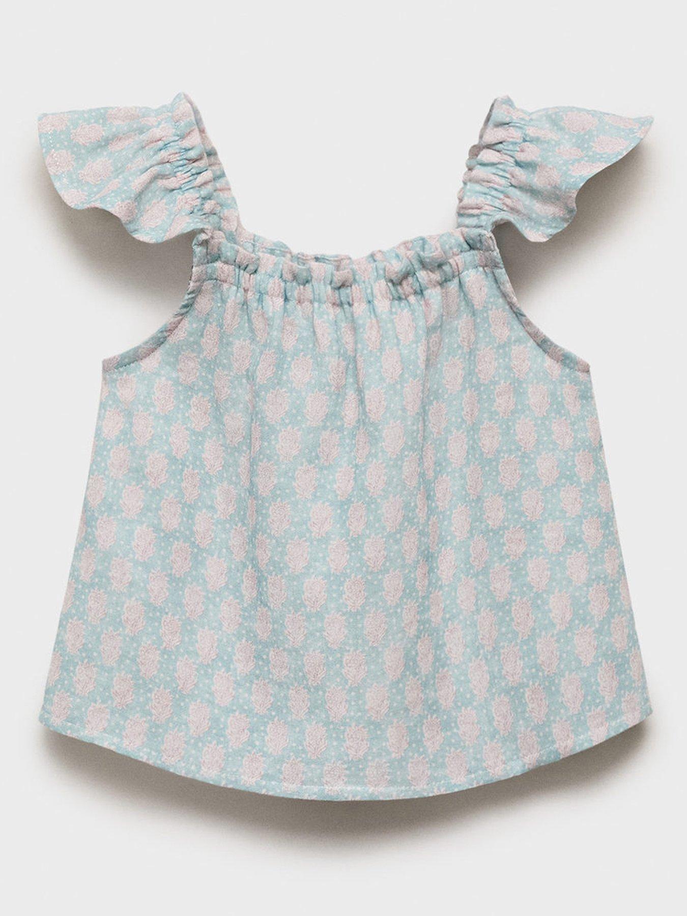 mango-younger-girls-co-ord-button-through-blouse-aqua