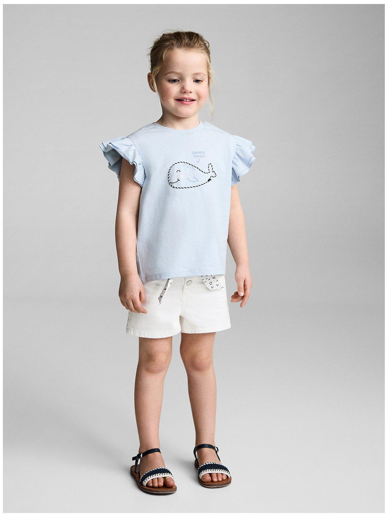 Mango Younger Girls Whale Short Sleeve T-shirt - Blue