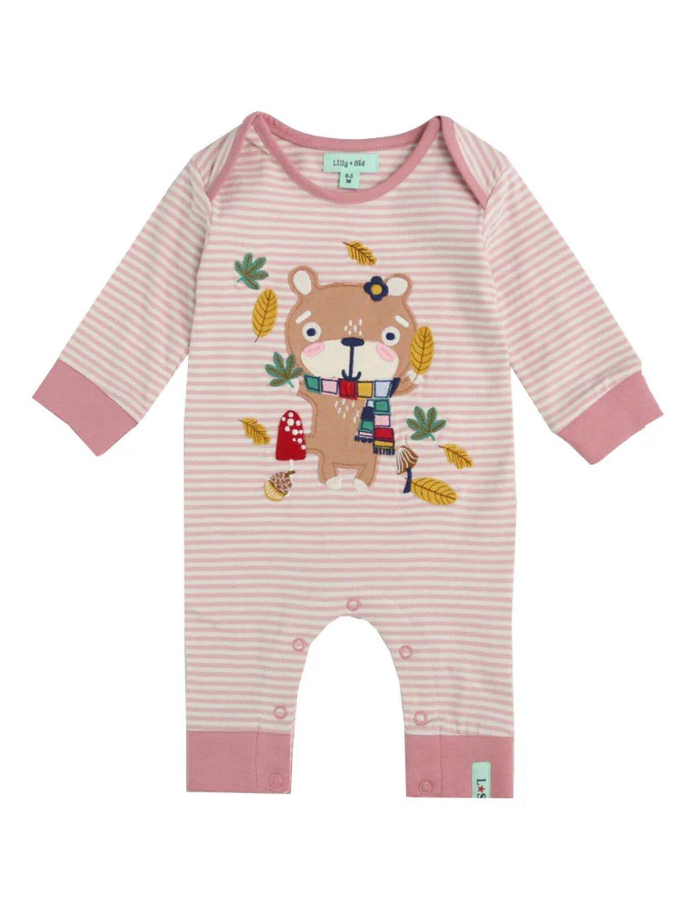  image of lilly-sid-baby-girls-leaves-playsuit-pink