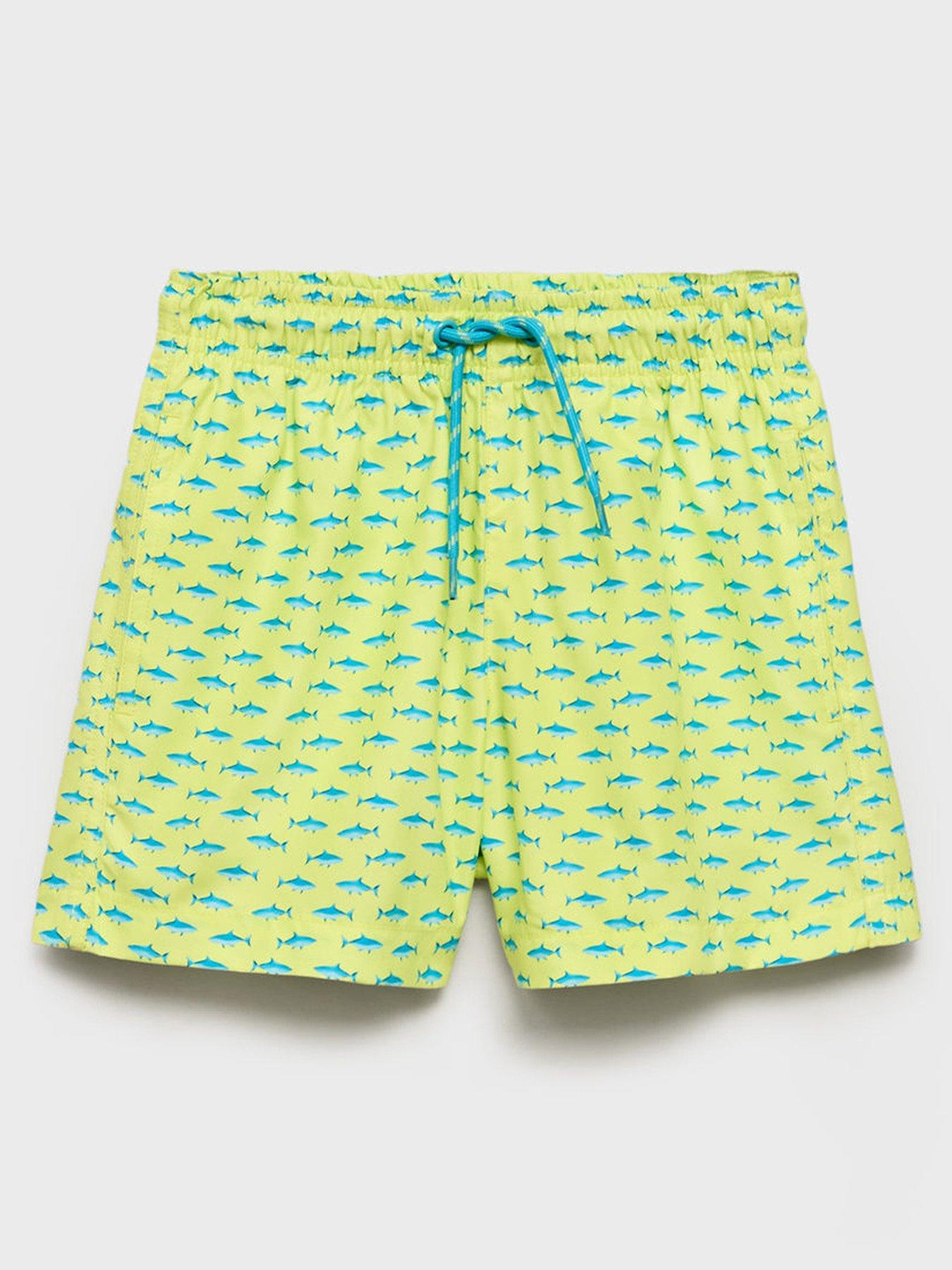  image of mango-boys-shark-swimshorts-bright-green