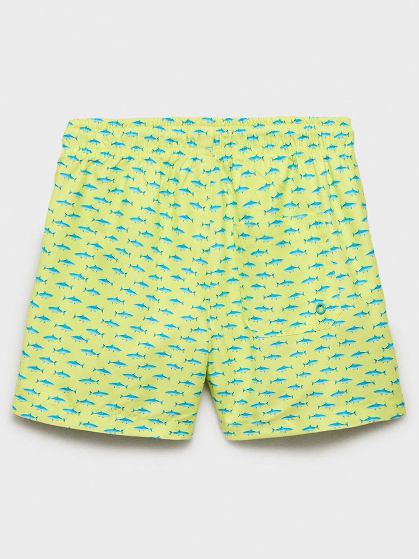  image of mango-boys-shark-swimshorts-bright-green