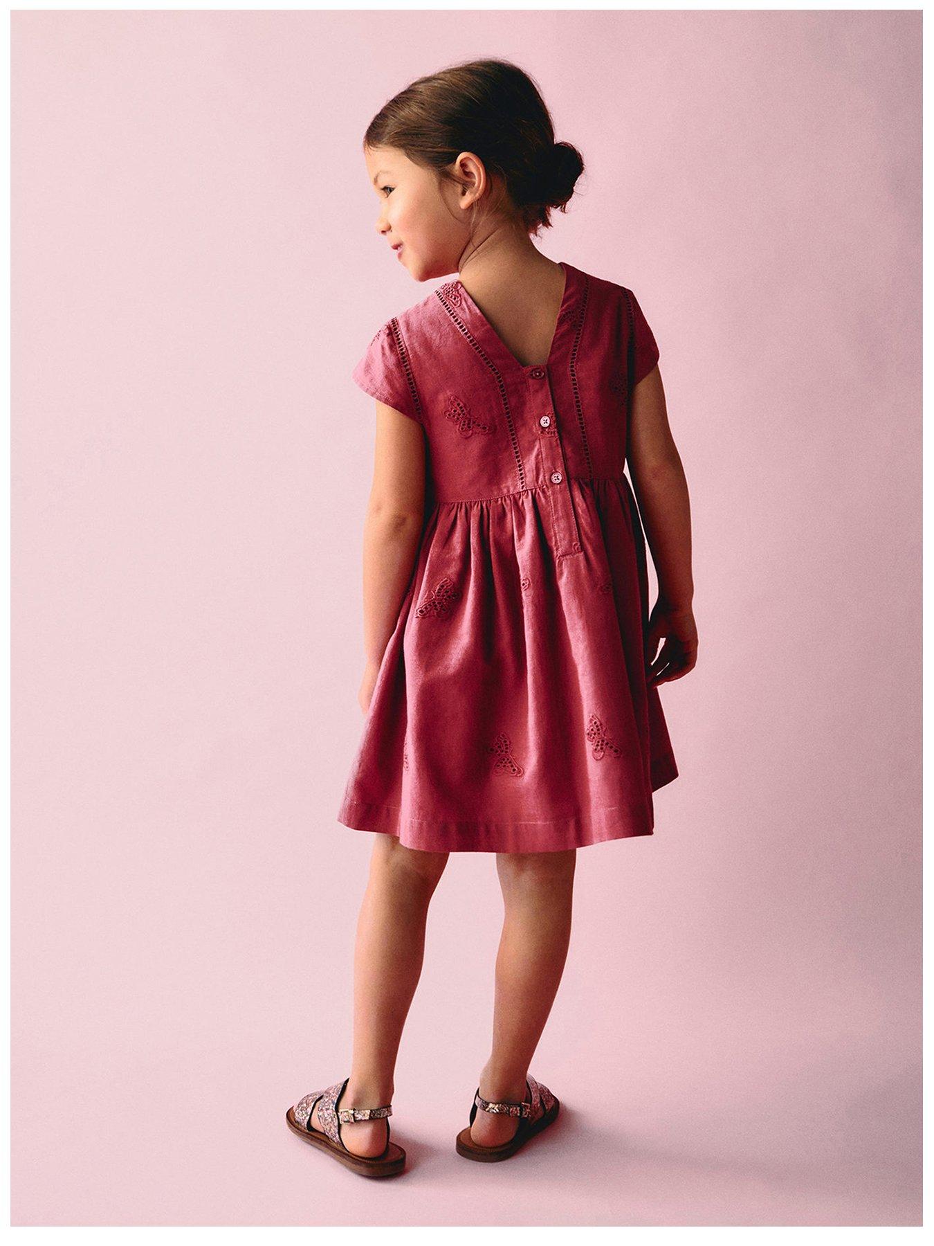 Mango Younger Girls Butterfly Embroidered Dress - Red