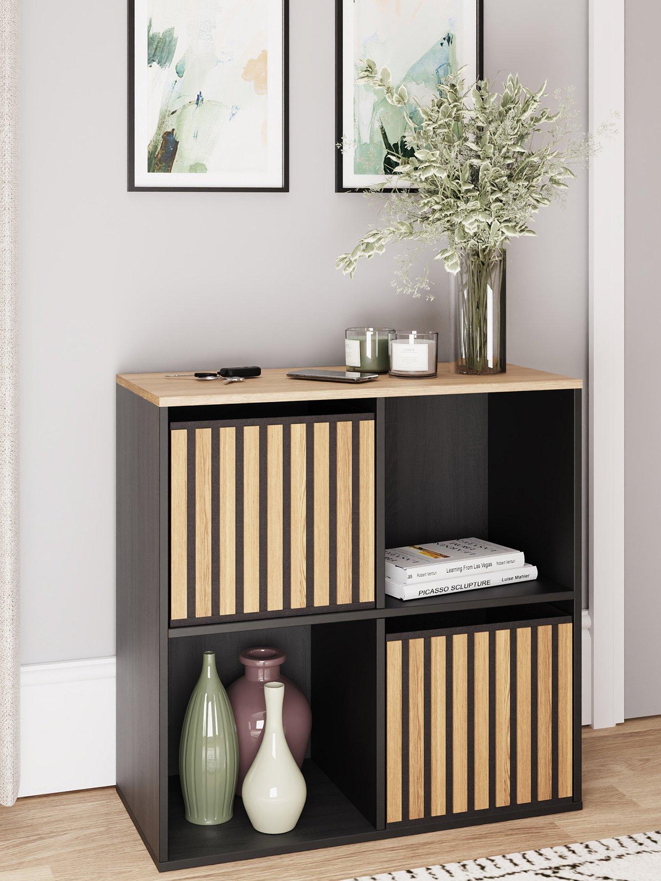 GFW Kube 2x2 Storage Cube - Black/Oak