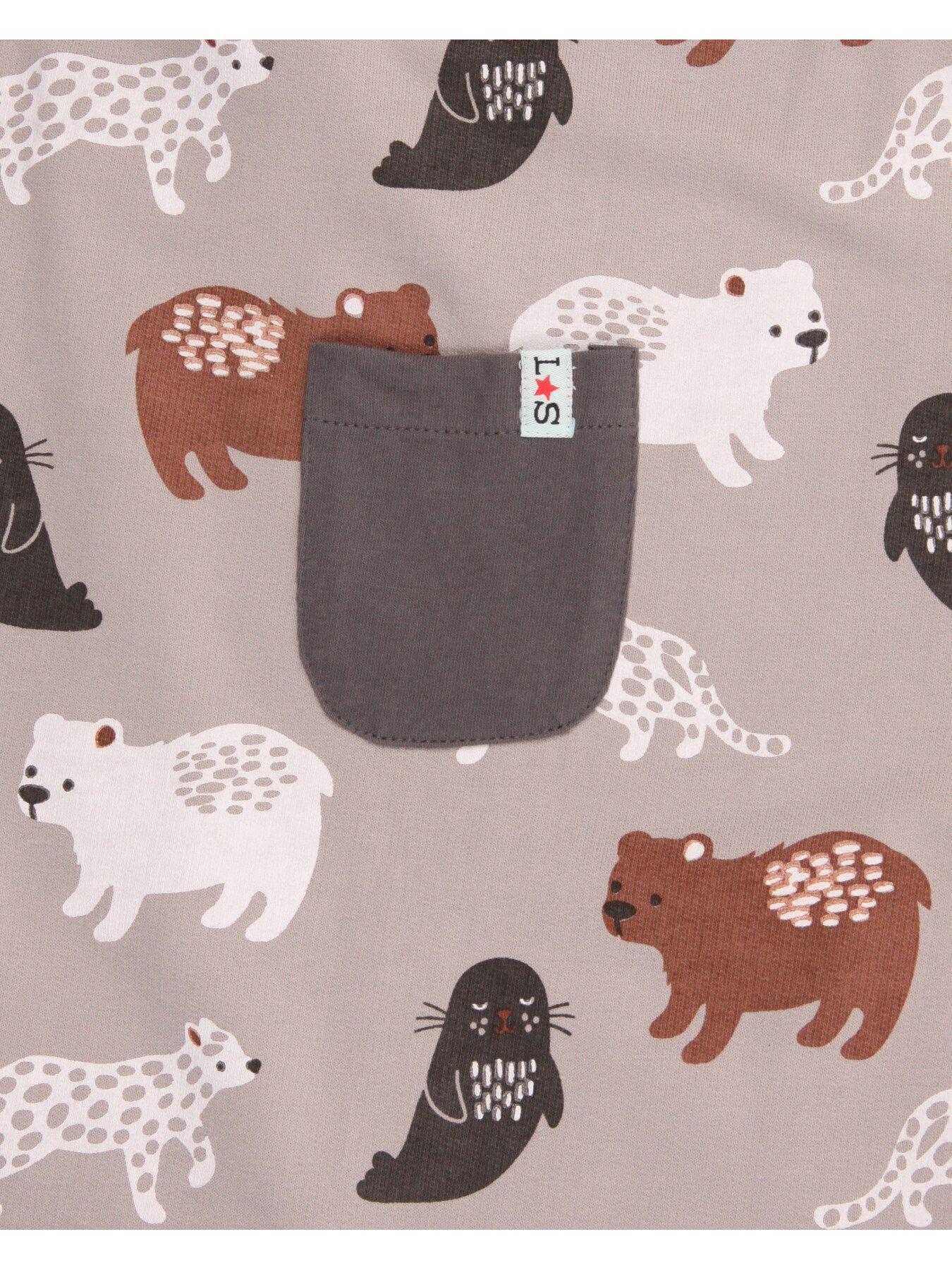  image of lilly-sid-baby-boys-animals-print-dungaree-top-set-grey