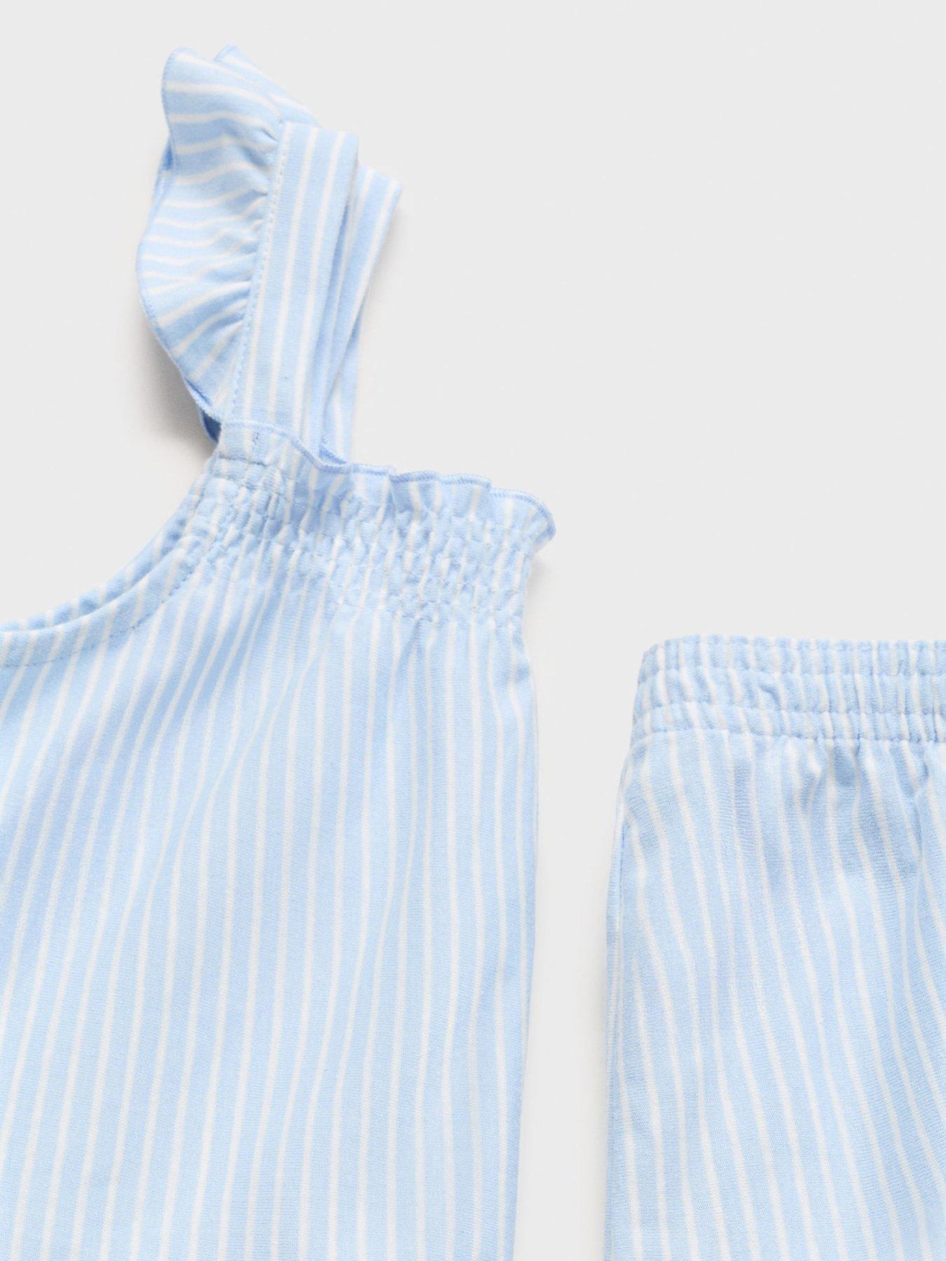  image of mango-younger-girls-stripe-shorty-pyjamas-blue