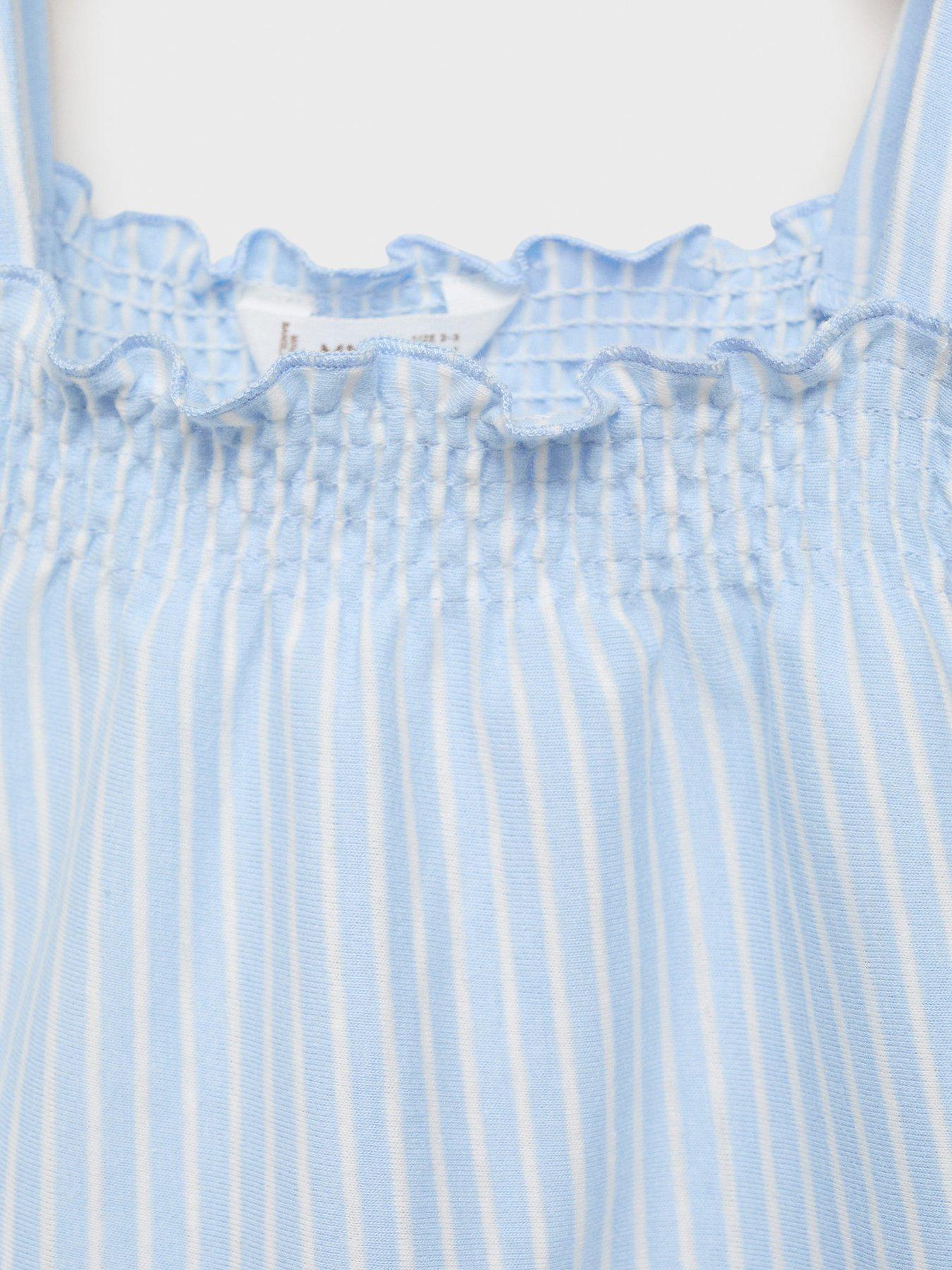  image of mango-younger-girls-stripe-shorty-pyjamas-blue