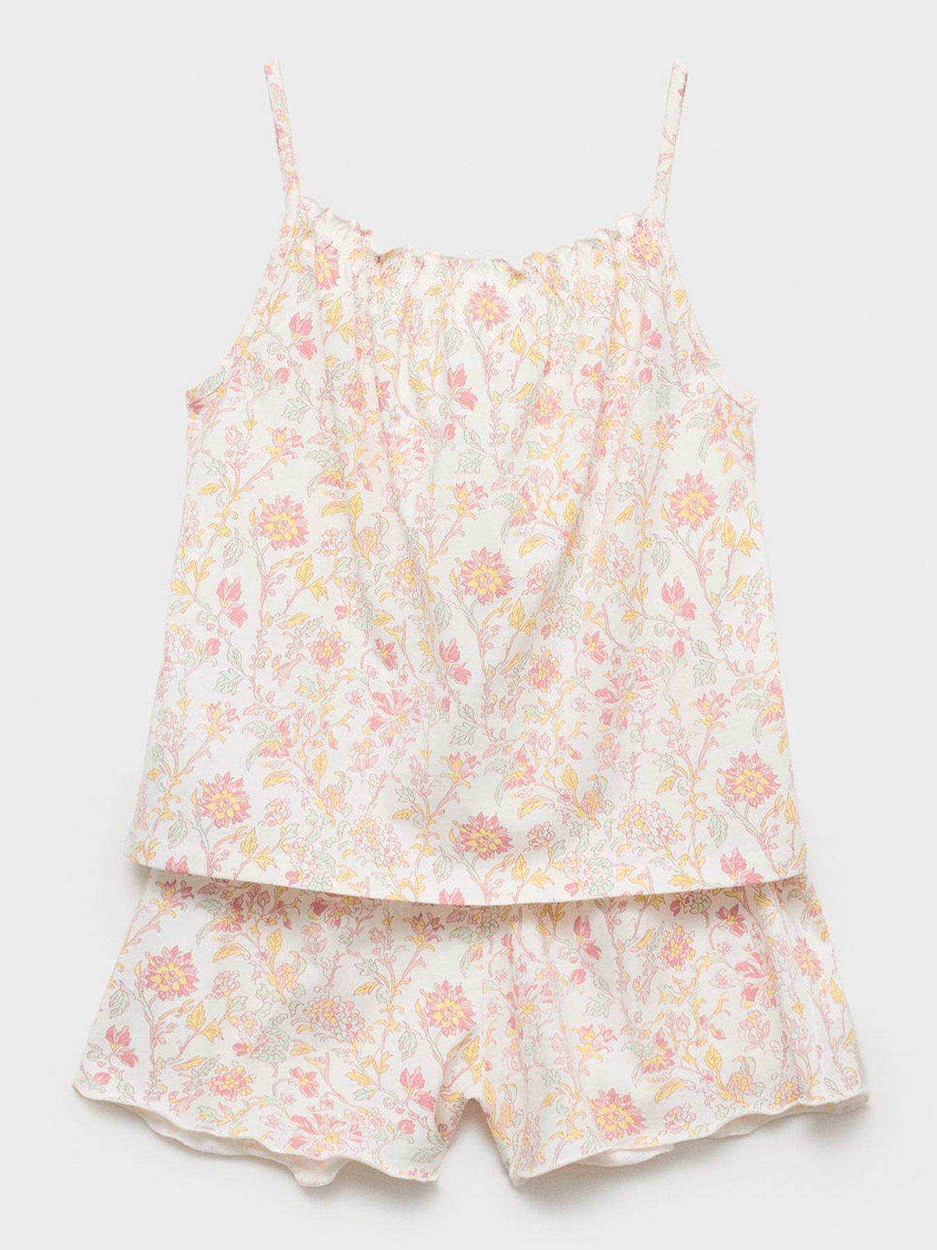 undefined Girls Floral Printed Strappy Shorty Pyjamas - Pink