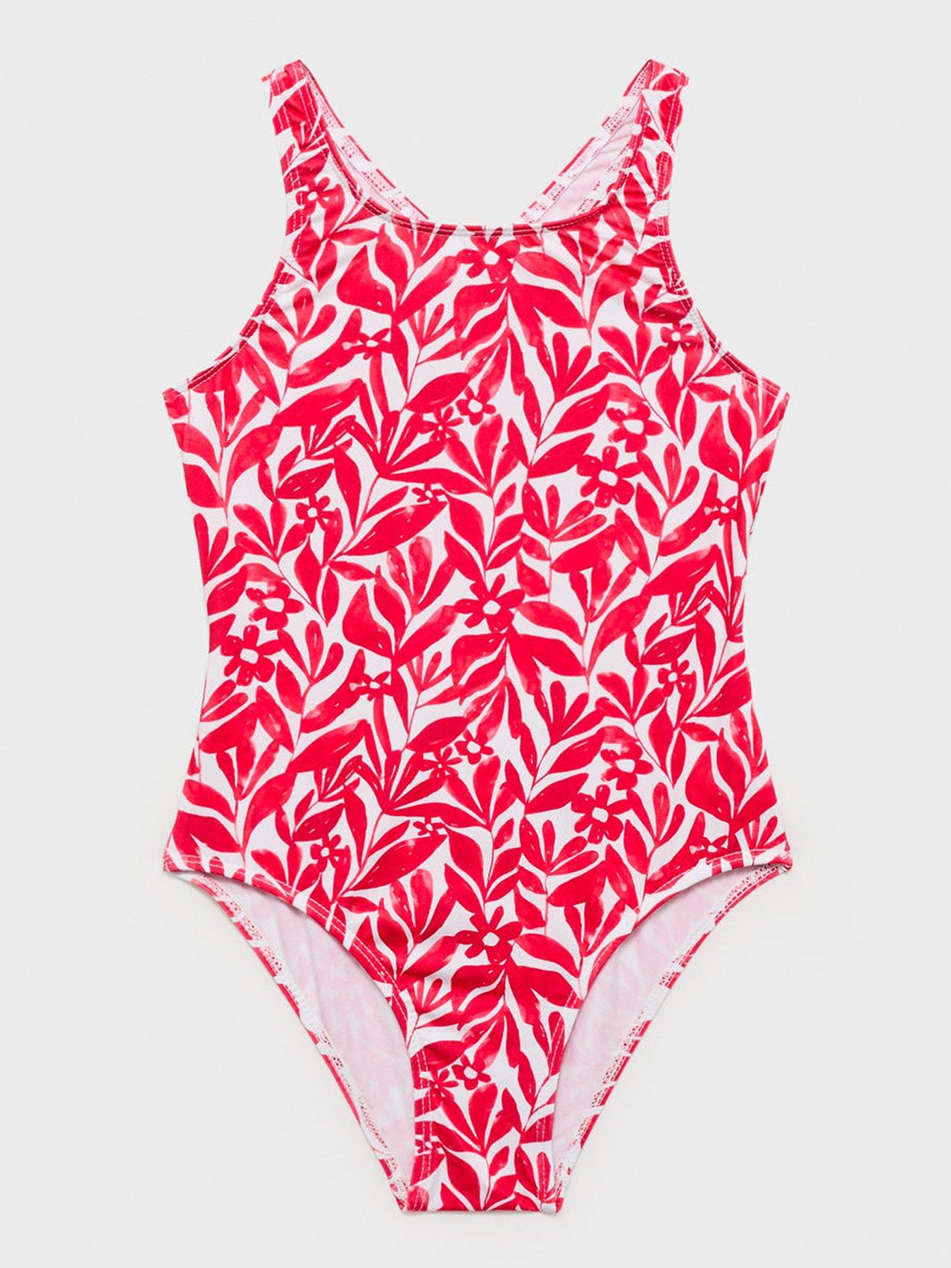 mango-girls-cross-back-printed-swimsuit-red