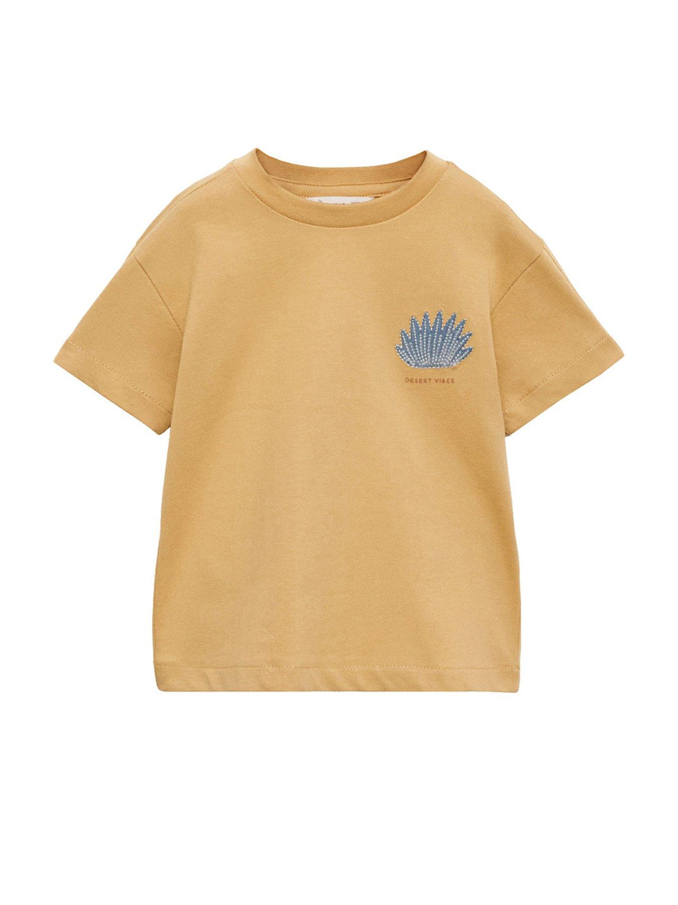  image of mango-younger-boys-desert-vibes-back-print-short-sleeve-t-shirt-yellow