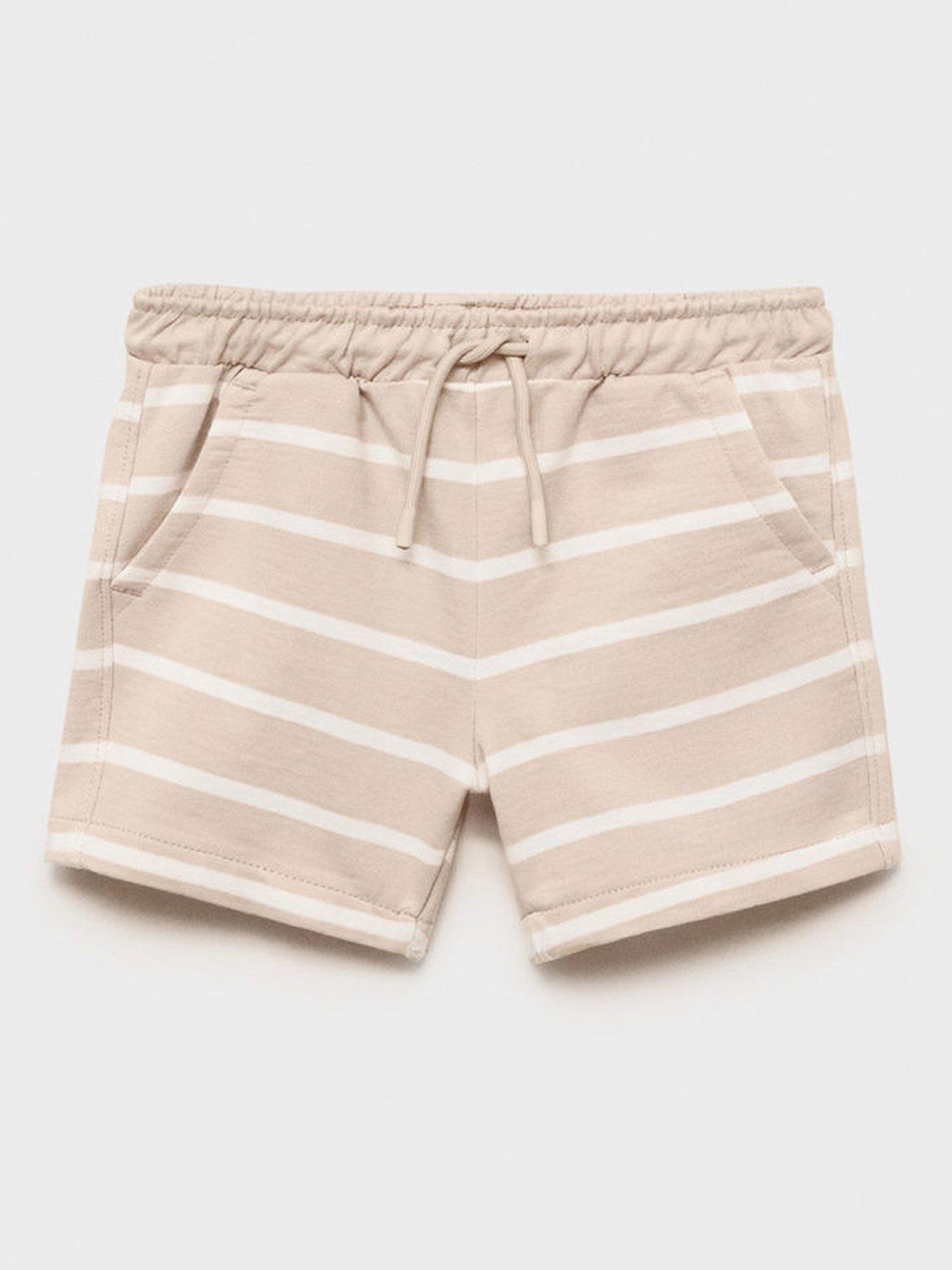 Mango Younger Boys Stripe Co-Ord Sweat Shorts - Beige