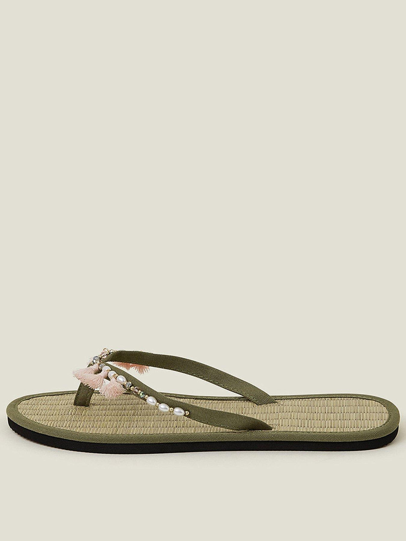  image of accessorize-tassel-trim-seagrass-sandal-khaki