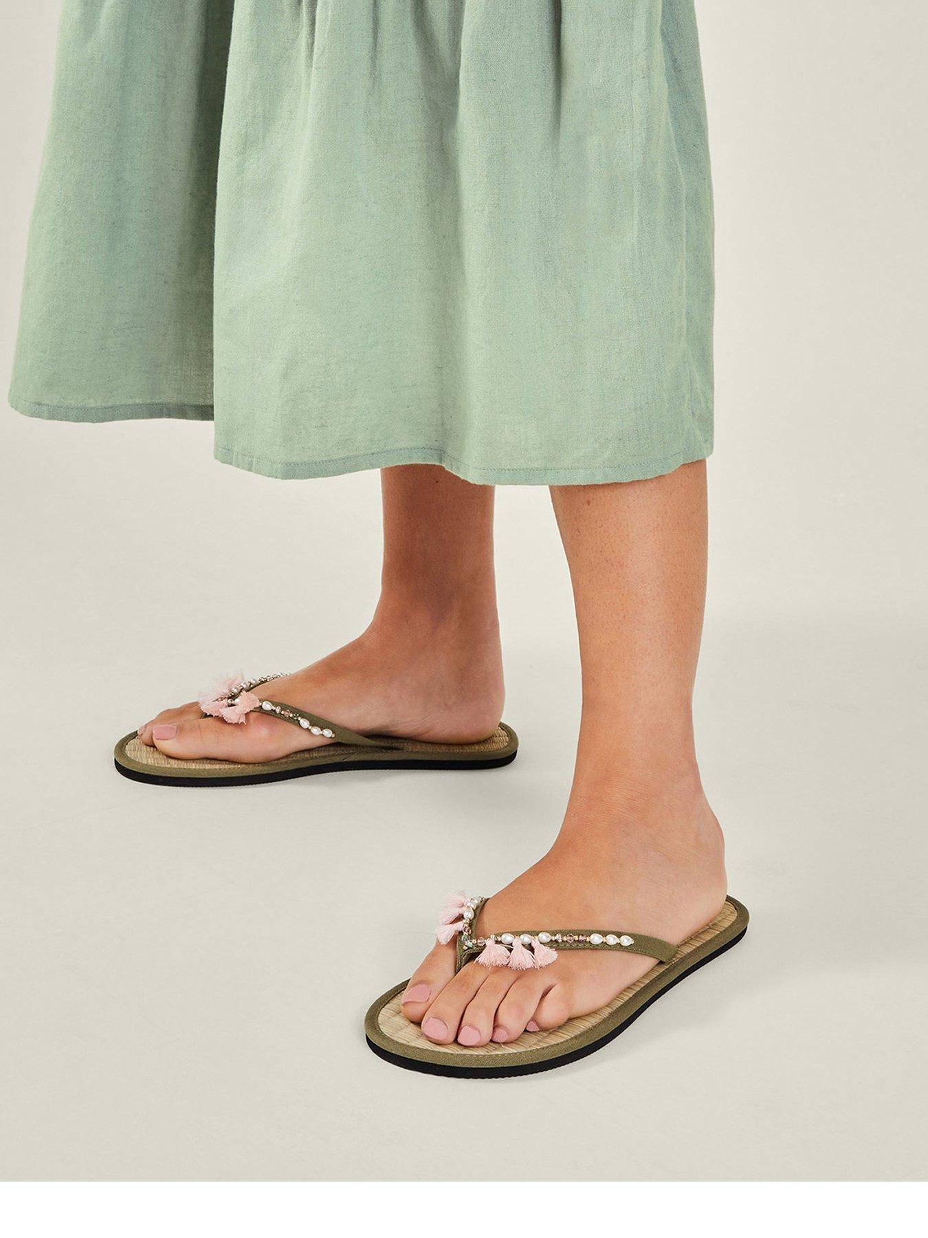  image of accessorize-tassel-trim-seagrass-sandal-khaki