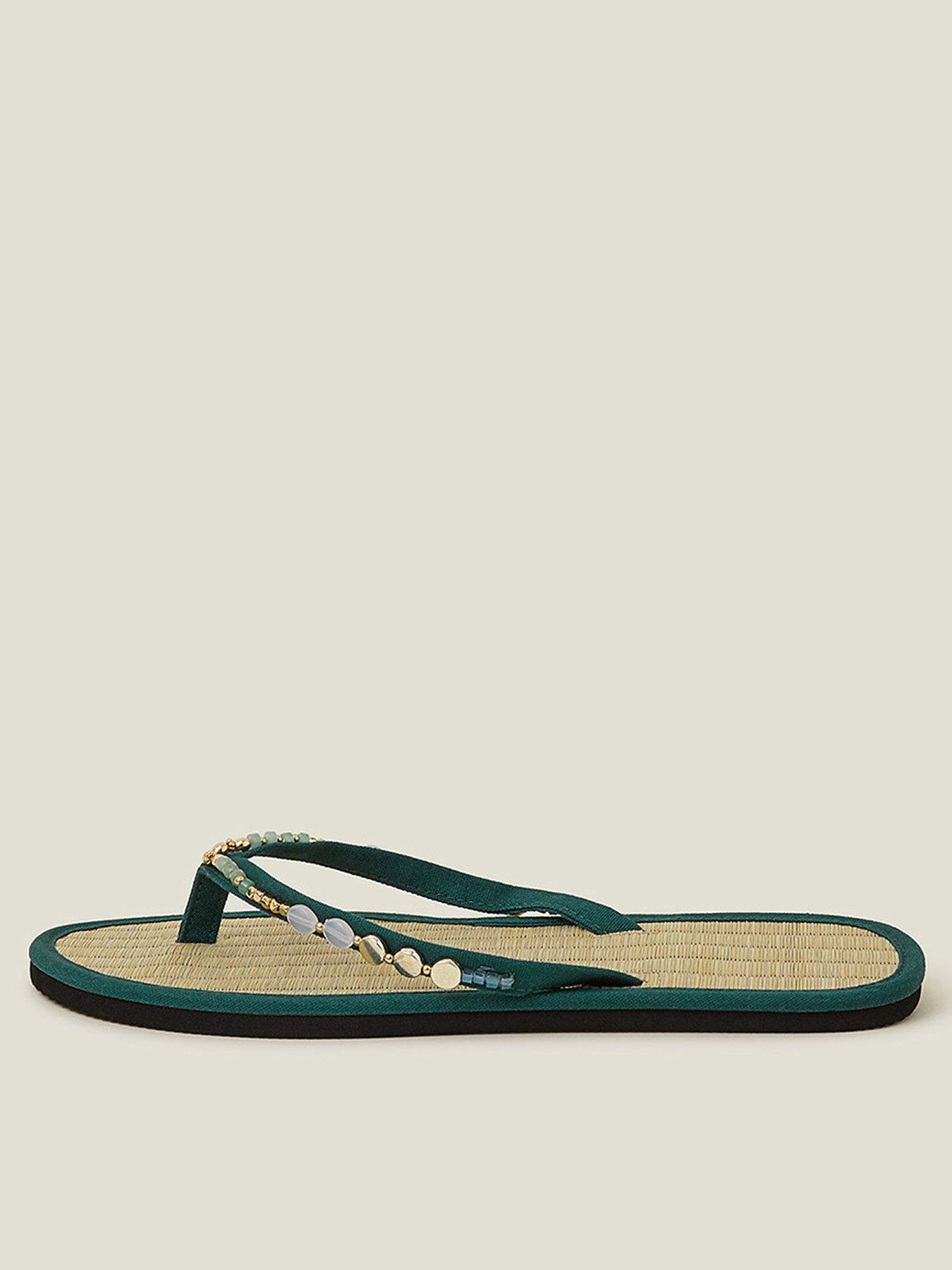  image of accessorize-moonstone-beaded-seagrass-sandal-green