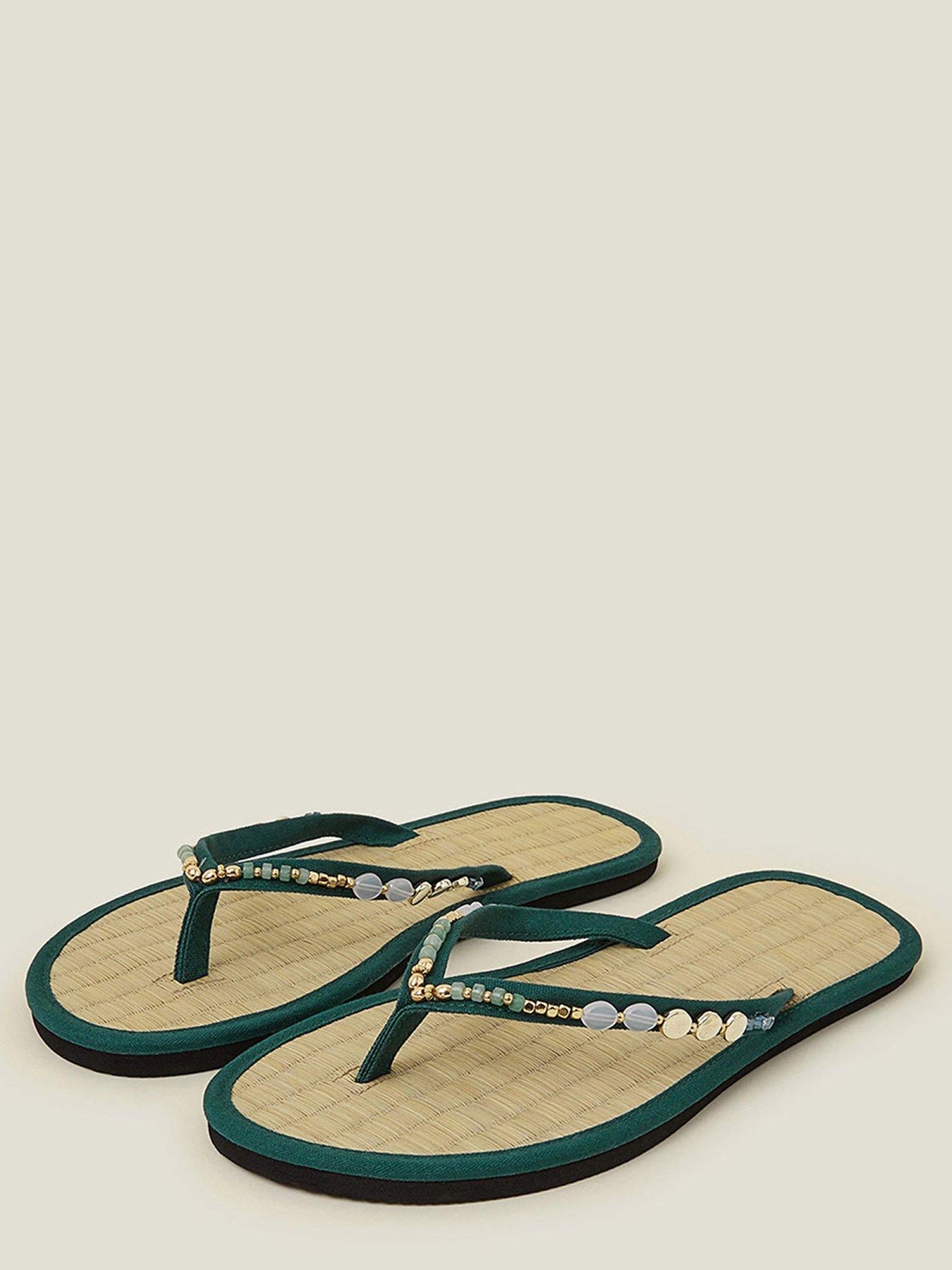  image of accessorize-moonstone-beaded-seagrass-sandal-green
