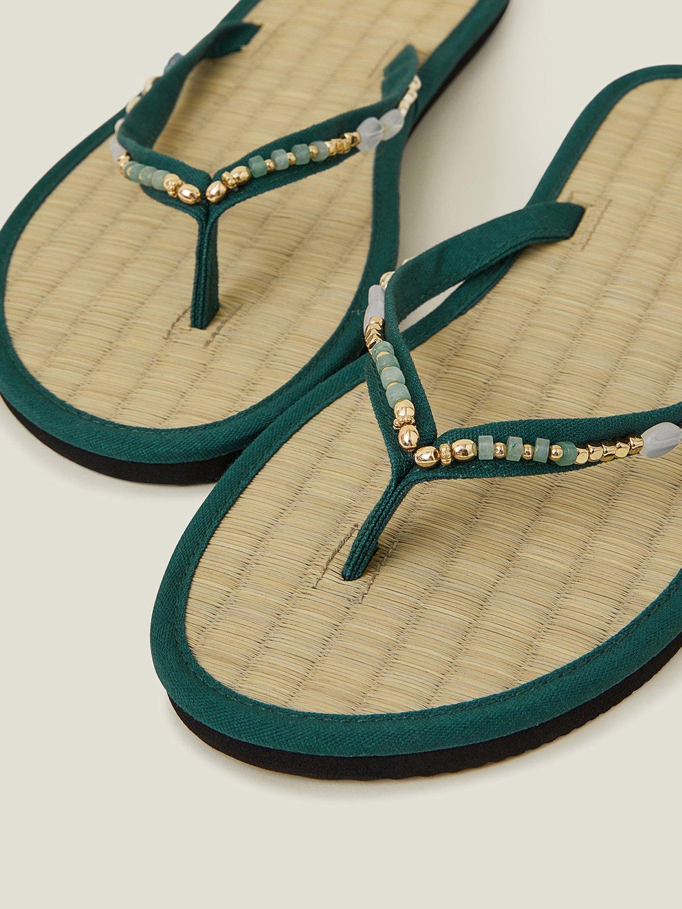  image of accessorize-moonstone-beaded-seagrass-sandal-green