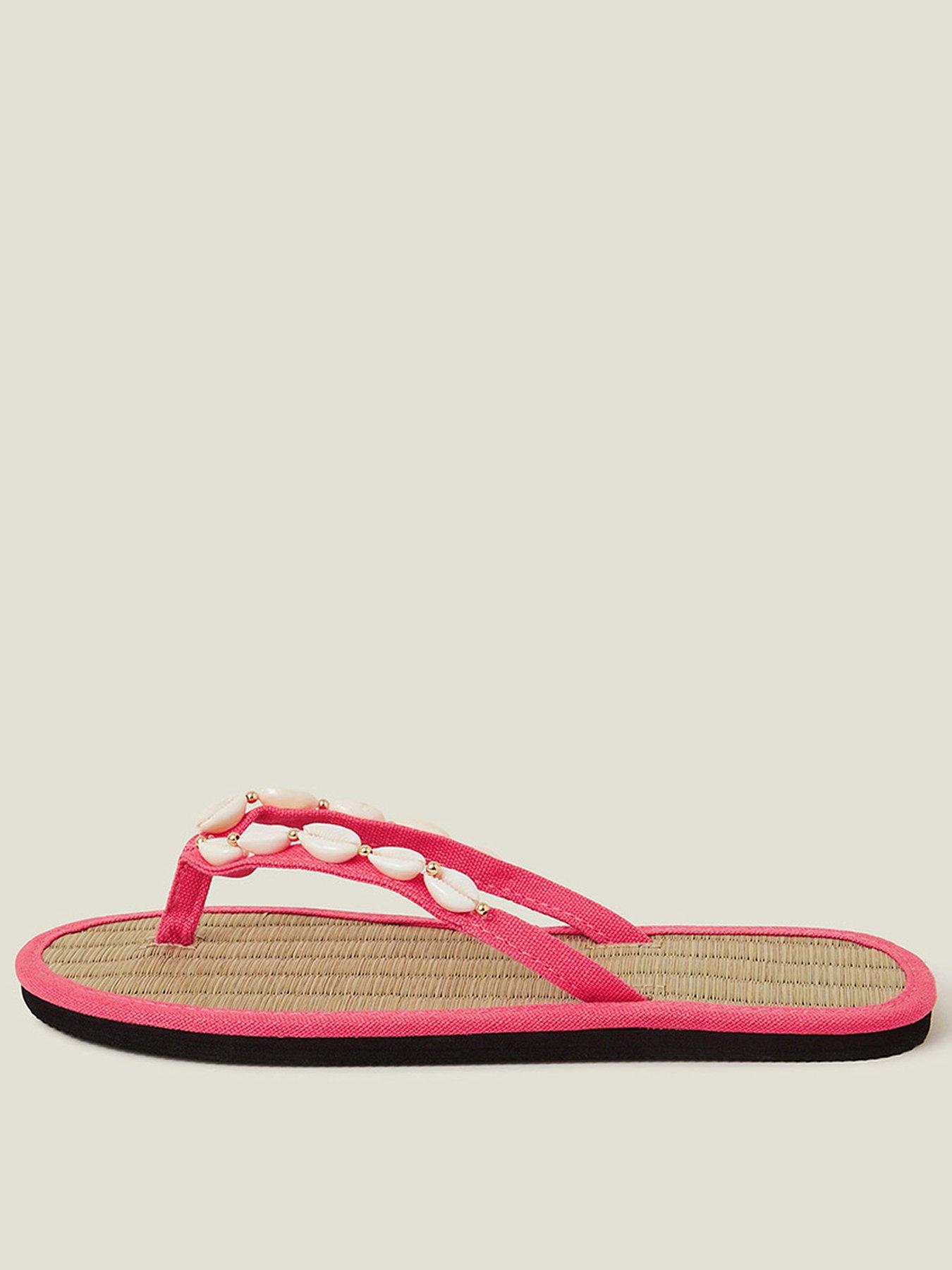 undefined Shell Trim Seagrass Sandals - Coral Pink