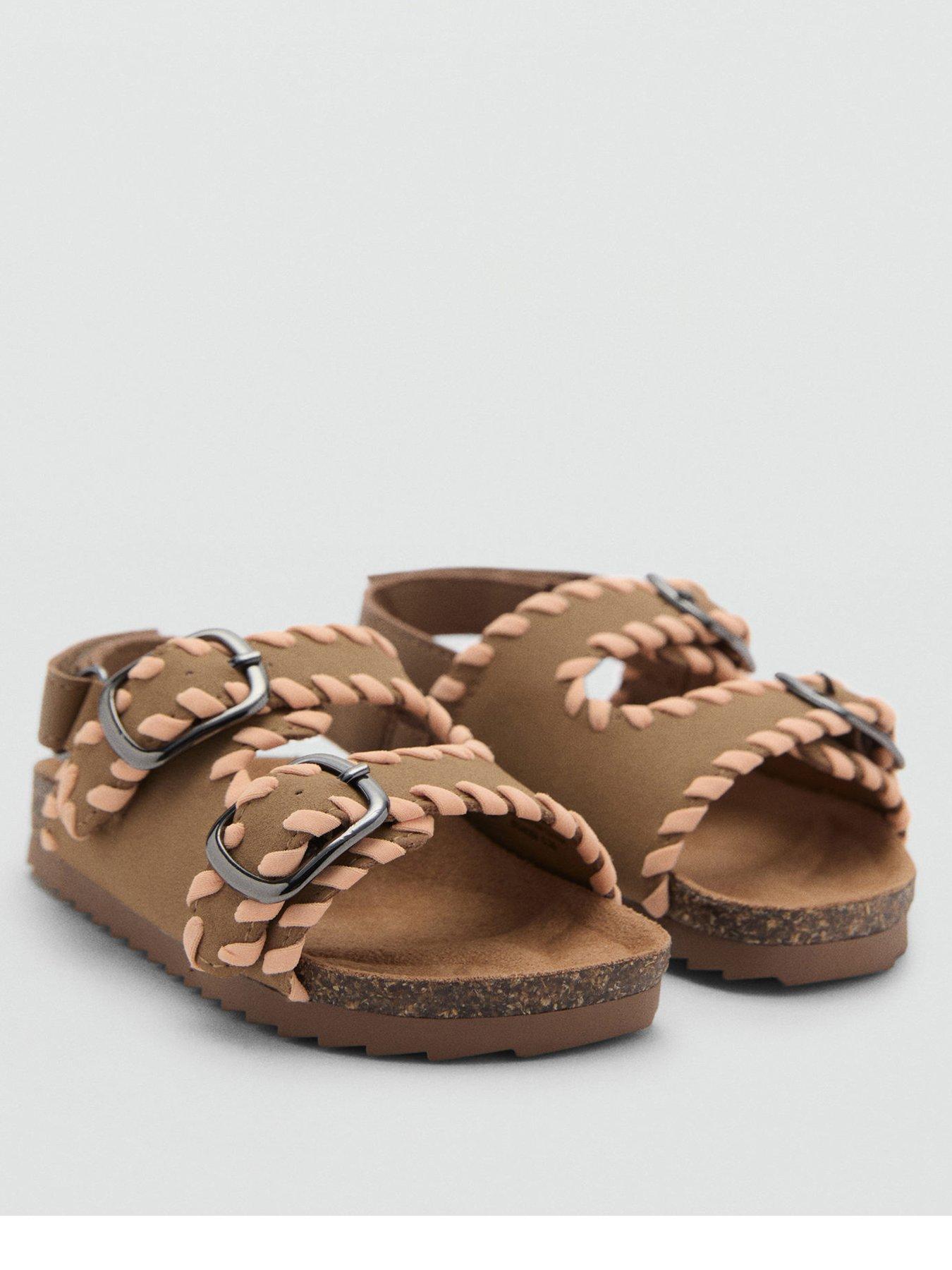  image of mango-younger-girls-double-buckle-suedette-sandals-brown