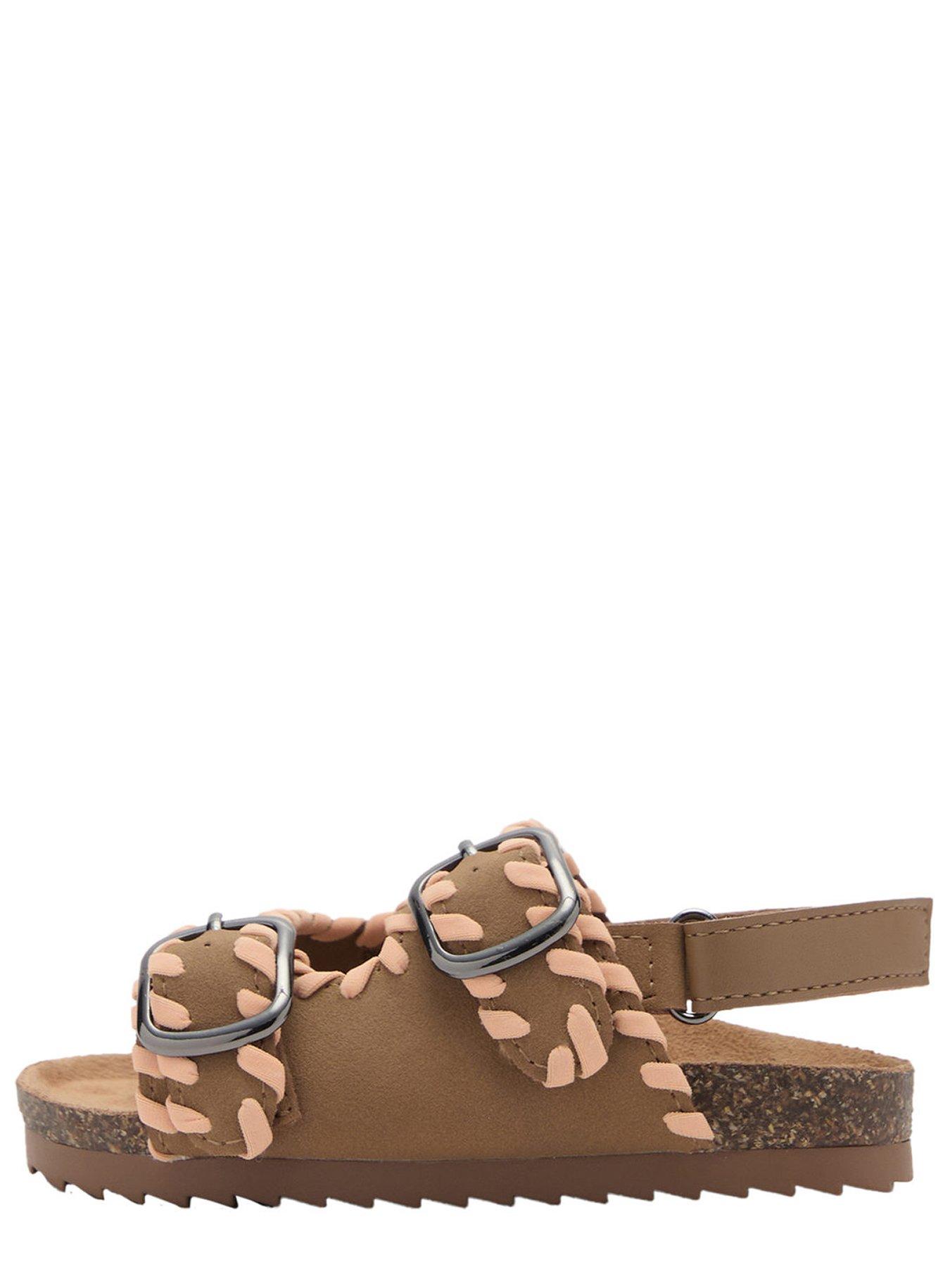  image of mango-younger-girls-double-buckle-suedette-sandals-brown