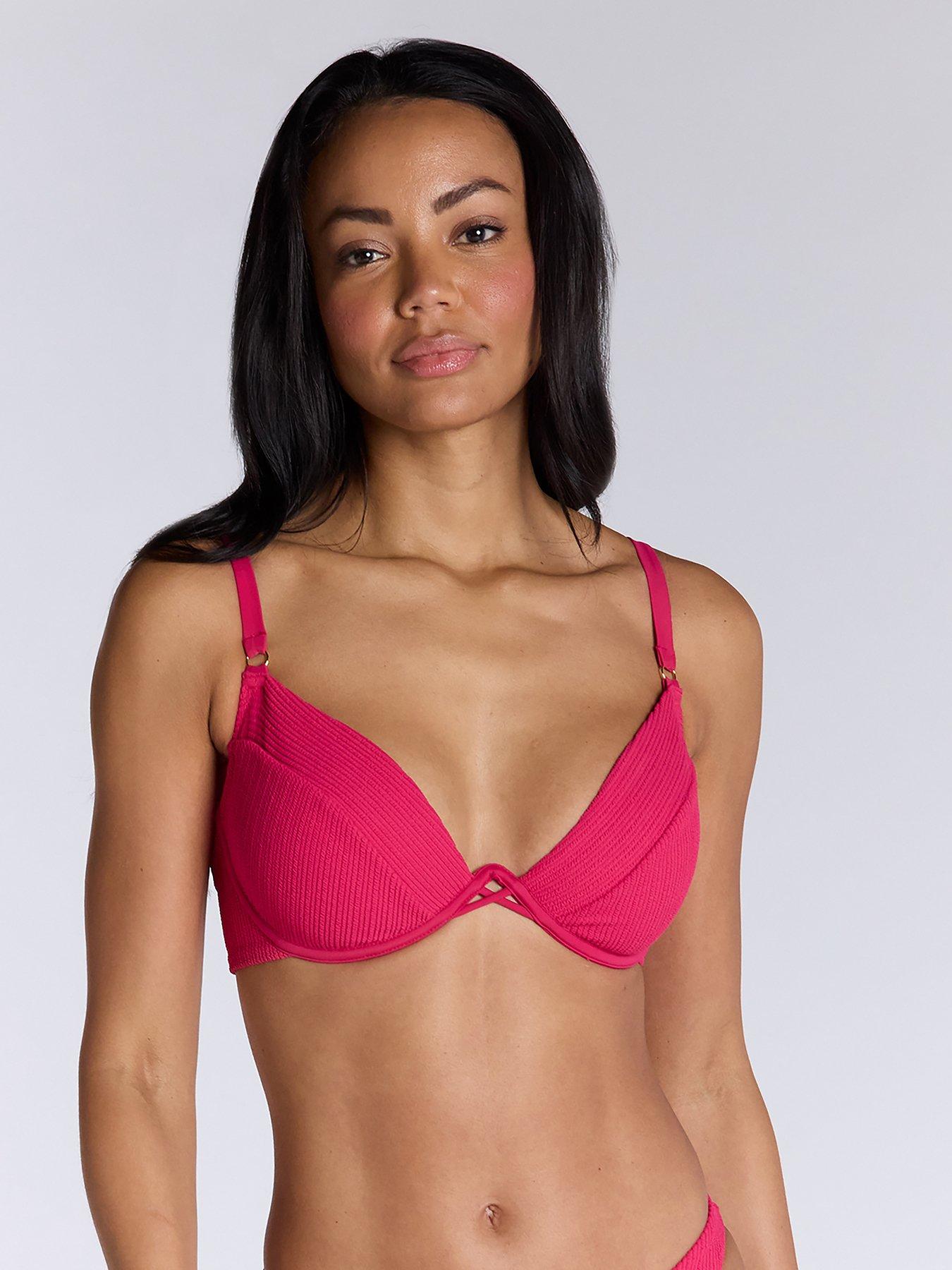 Boux Avenue Ibiza Texture Bikini Top - Hot Pink