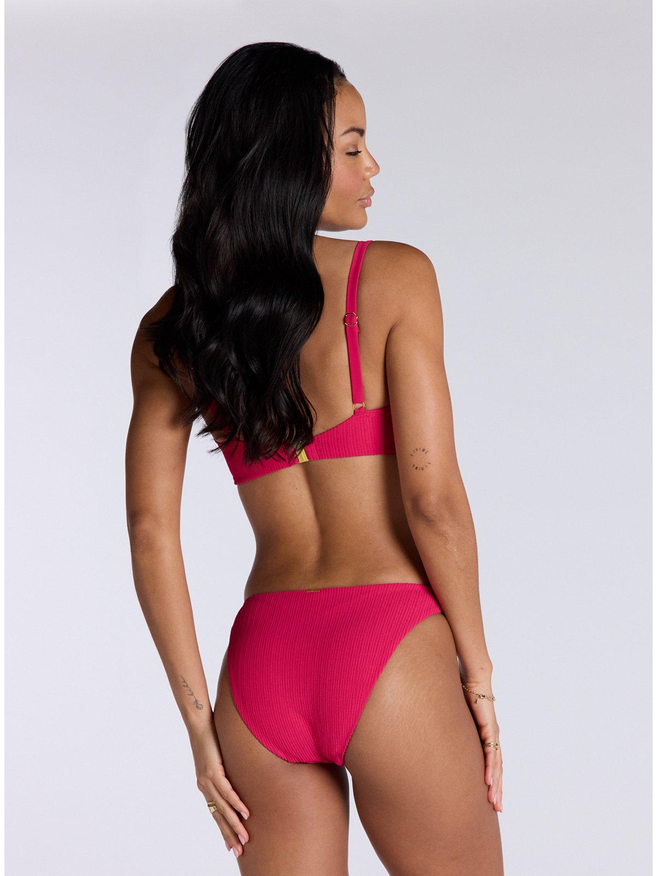 Image 2 of 4 of Boux Avenue Ibiza Texture Bikini Briefs - Hot Pink