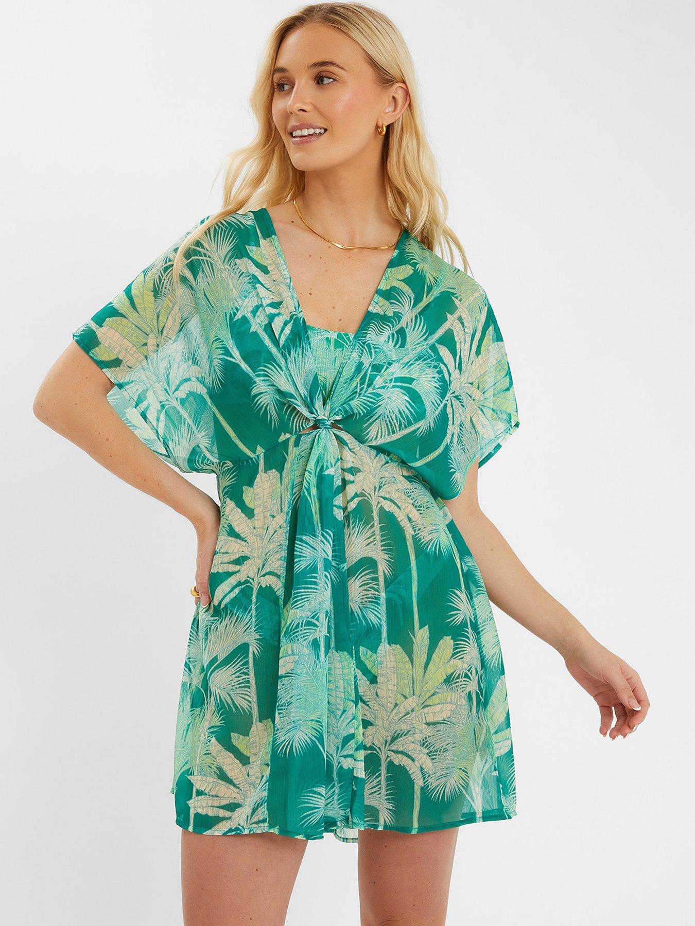 undefined Palm Chiffon Kaftan - Green