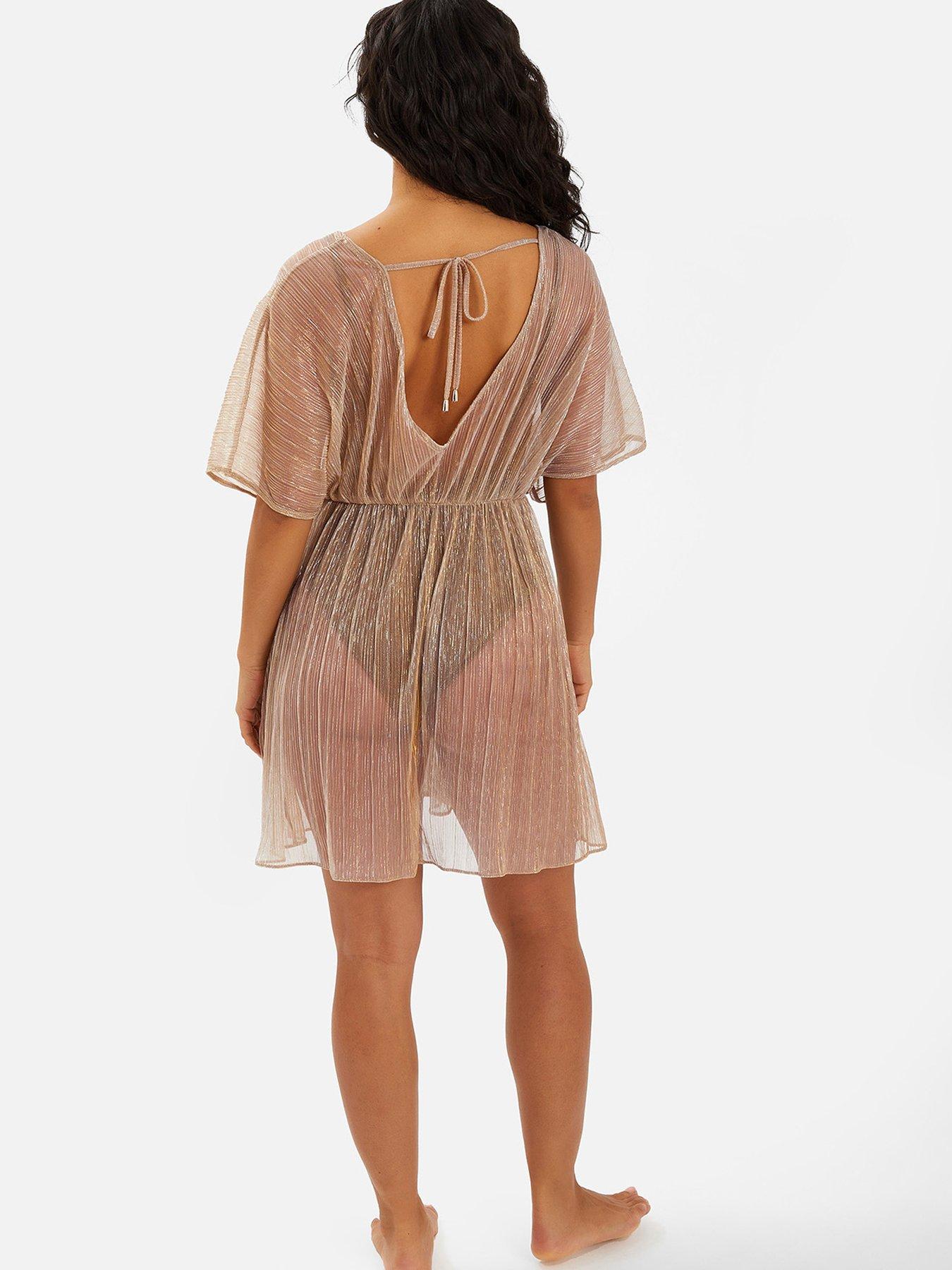  image of accessorize-shimmer-beach-cover-up-kaftan-gold