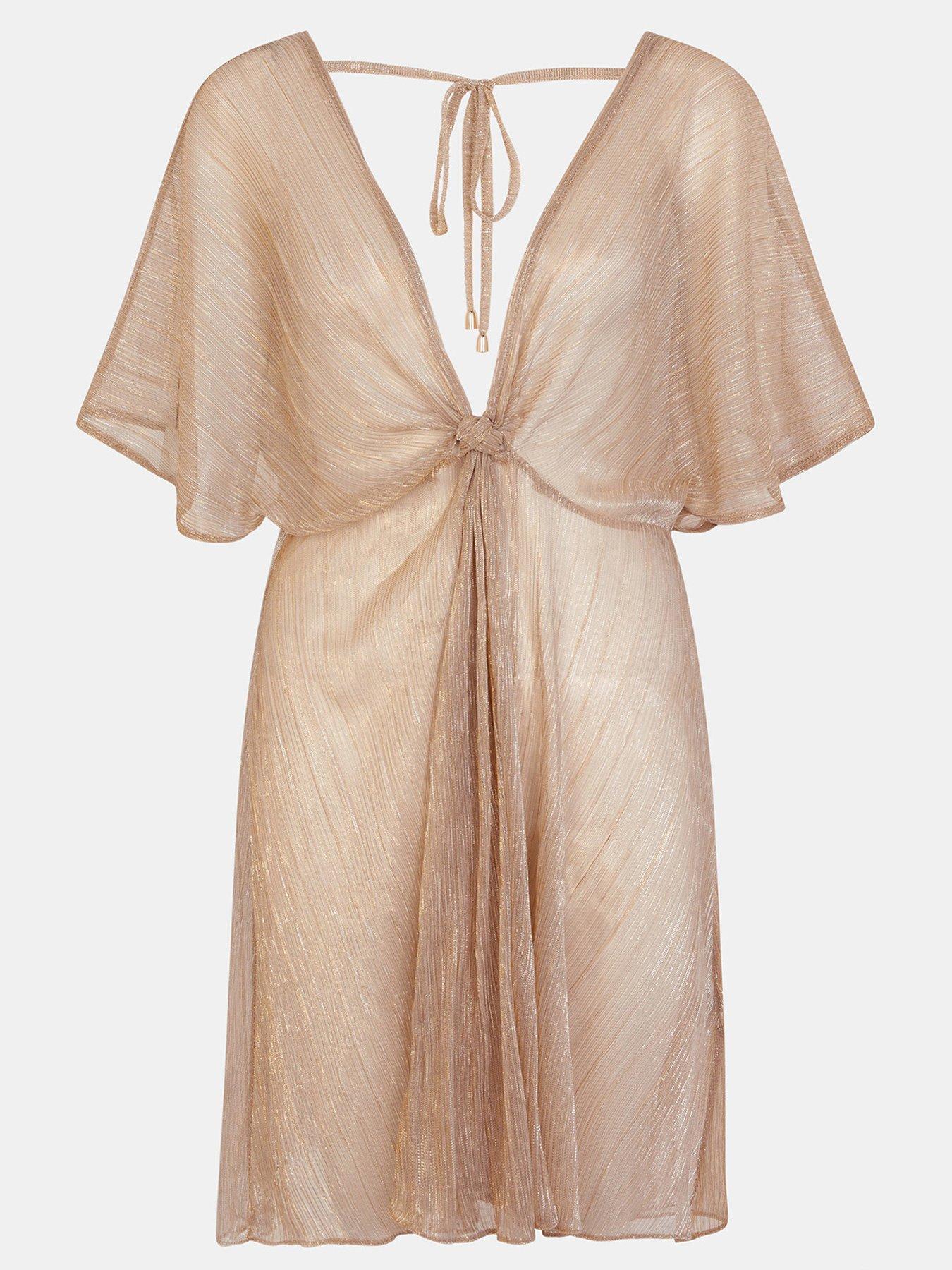  image of accessorize-shimmer-beach-cover-up-kaftan-gold