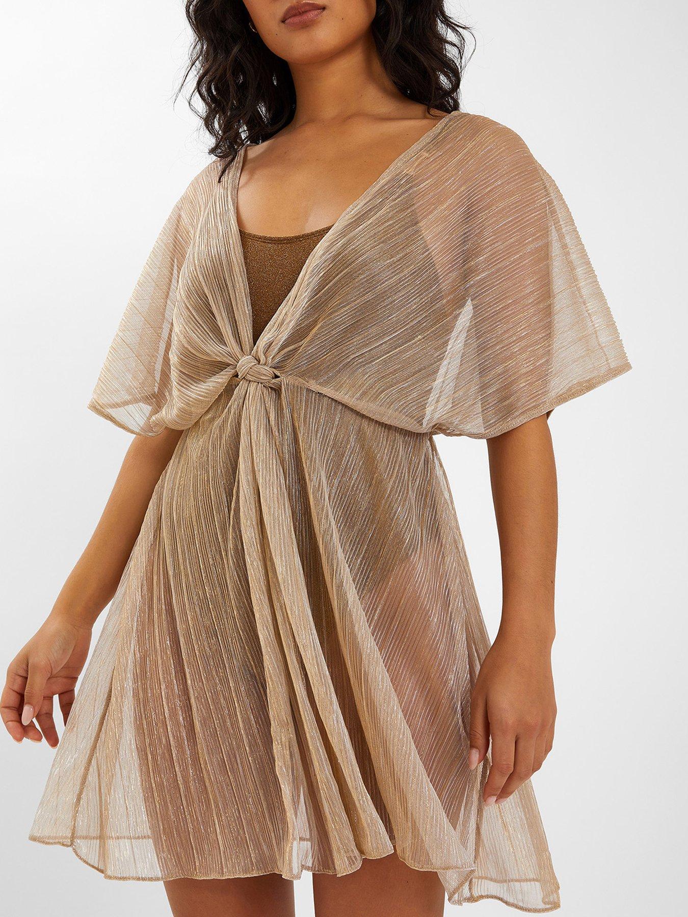  image of accessorize-shimmer-beach-cover-up-kaftan-gold