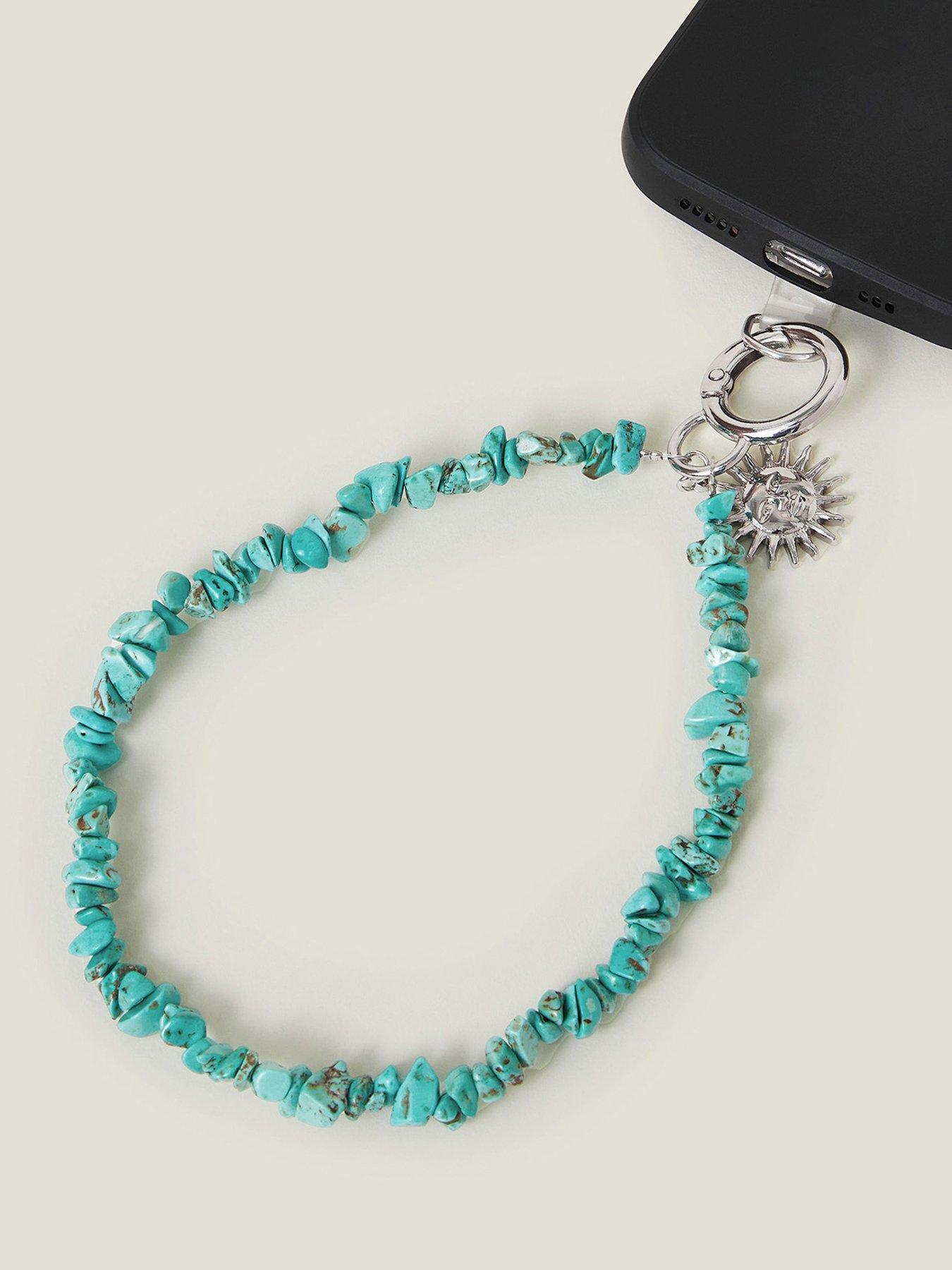  image of accessorize-stone-phone-wrist-strap-turquoise