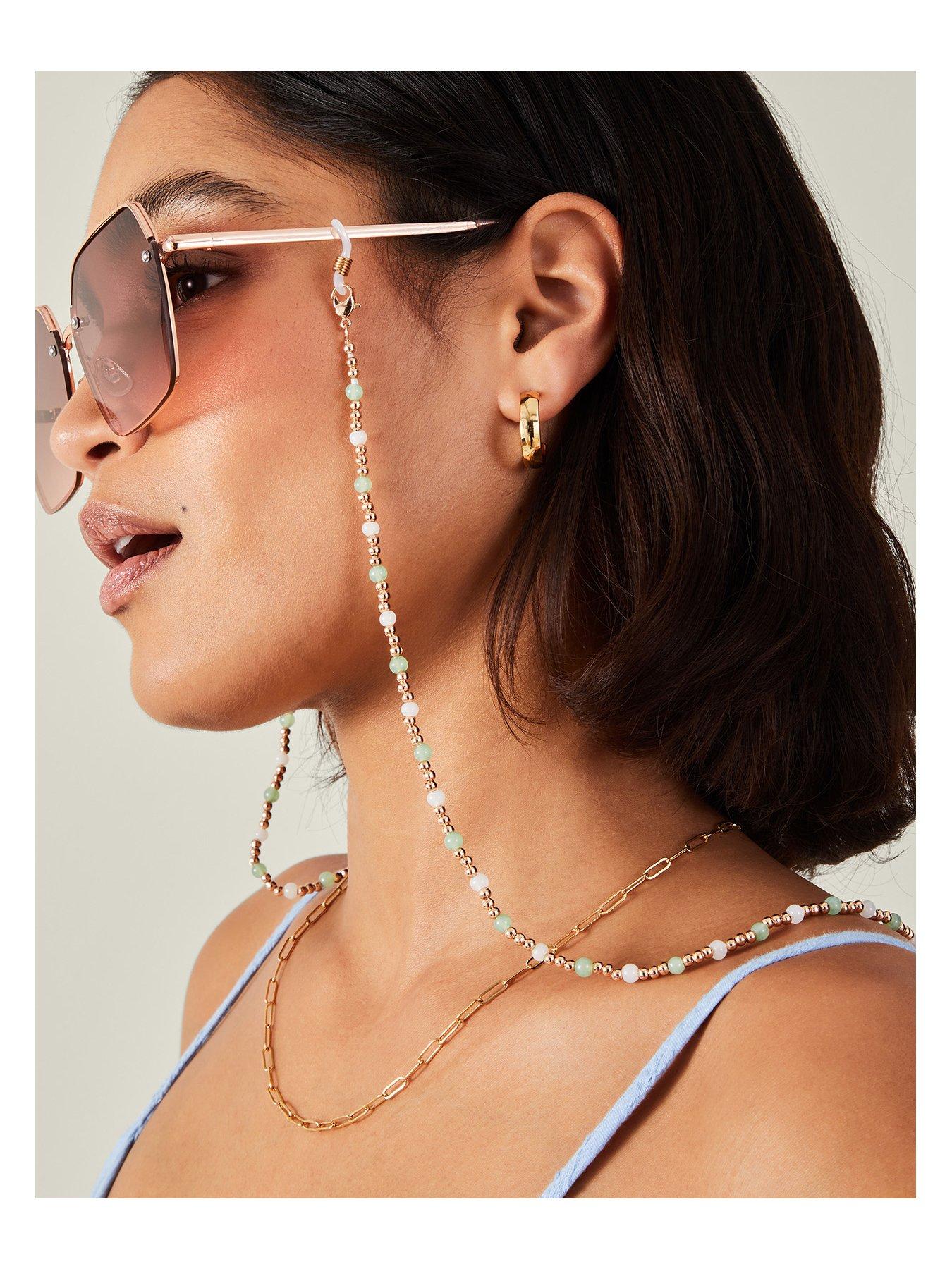  image of accessorize-mint-and-ivory-beaded-sunglasses-green