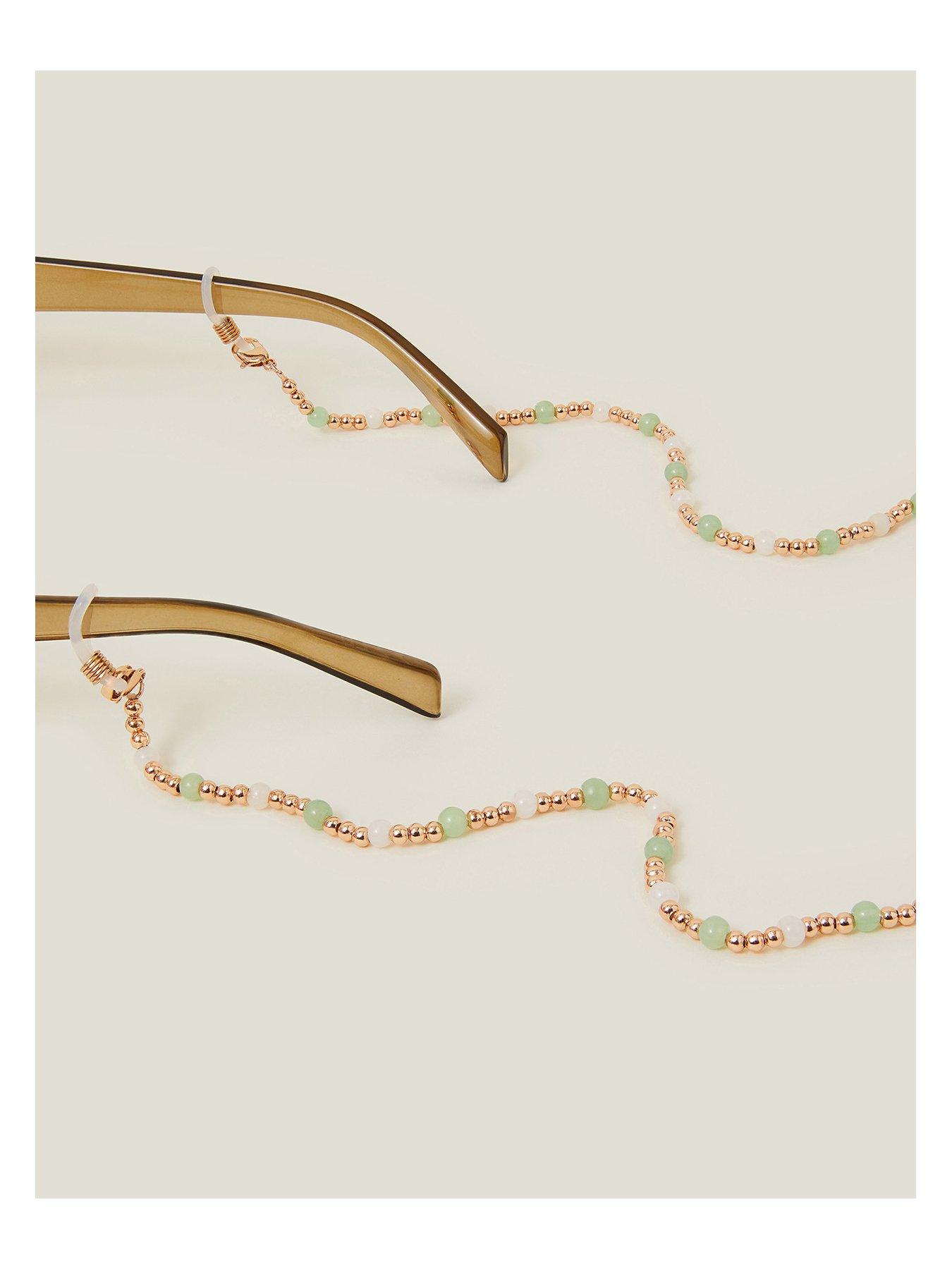  image of accessorize-mint-and-ivory-beaded-sunglasses-green