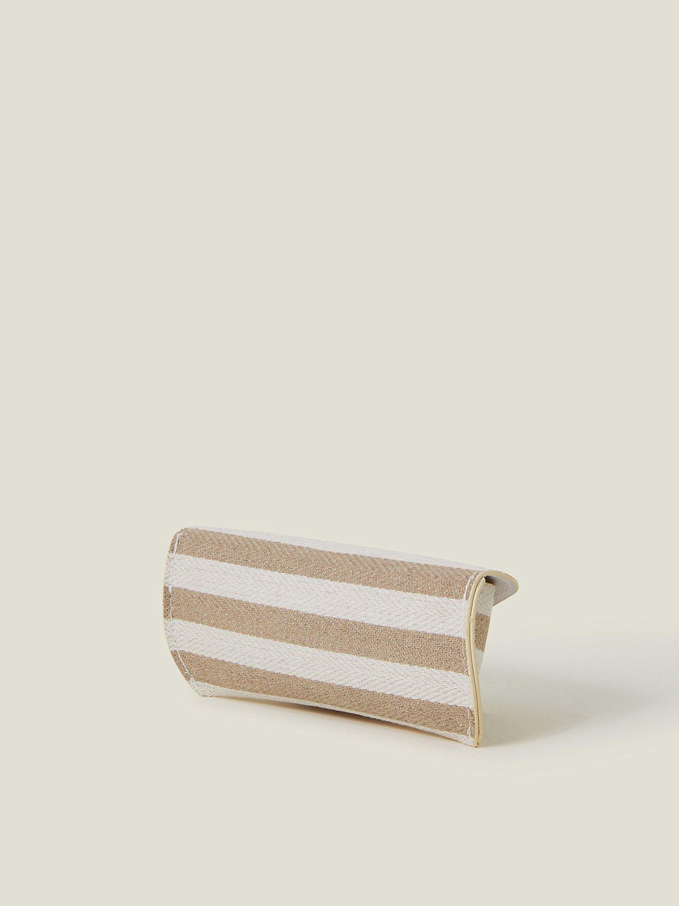 Image 2 of 3 of Accessorize Stripe Structured Sunglasses Case - Beige