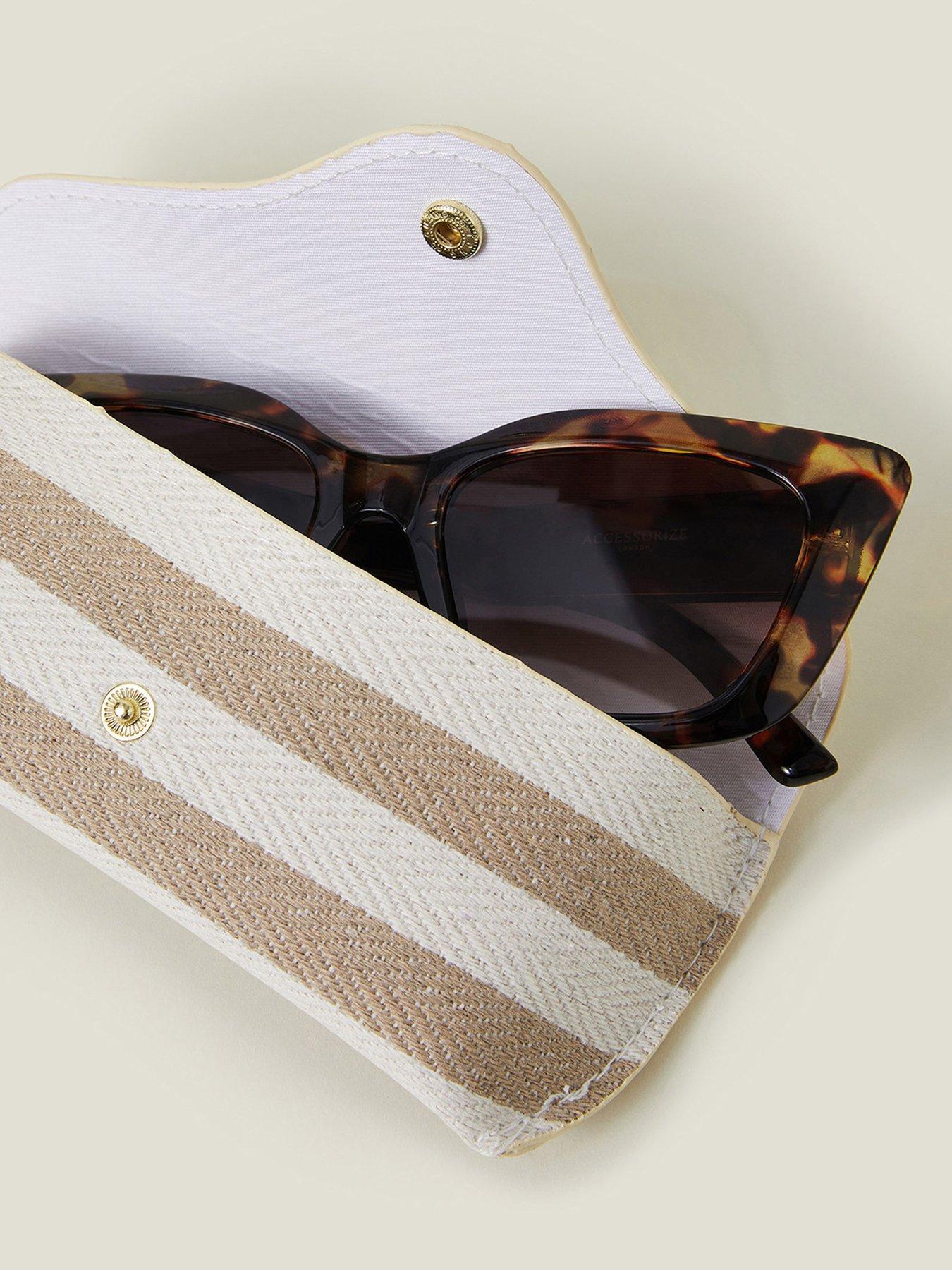 Image 3 of 3 of Accessorize Stripe Structured Sunglasses Case - Beige