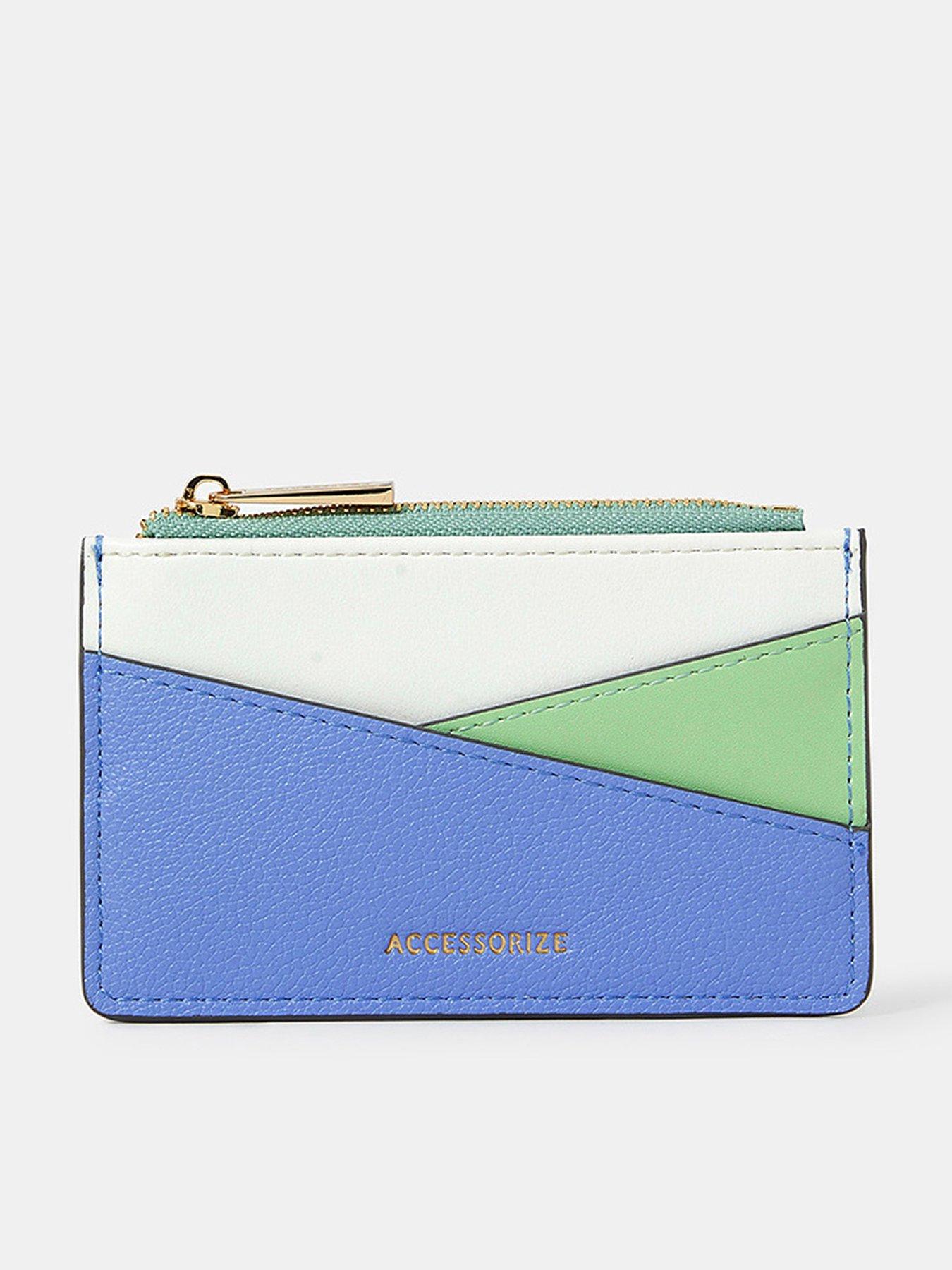 undefined Diagonal Colourblock Cardholder - Mint/Blue
