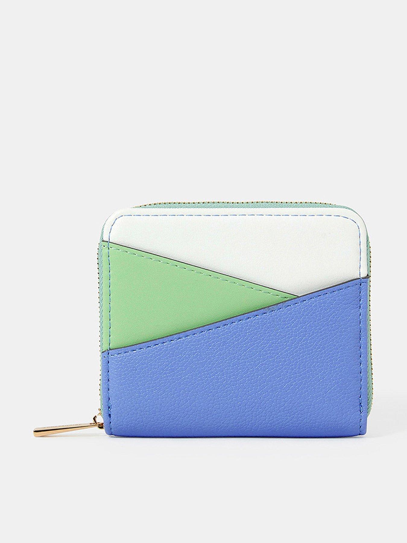 undefined Diagonal Colourblock Purse - Blue/Green