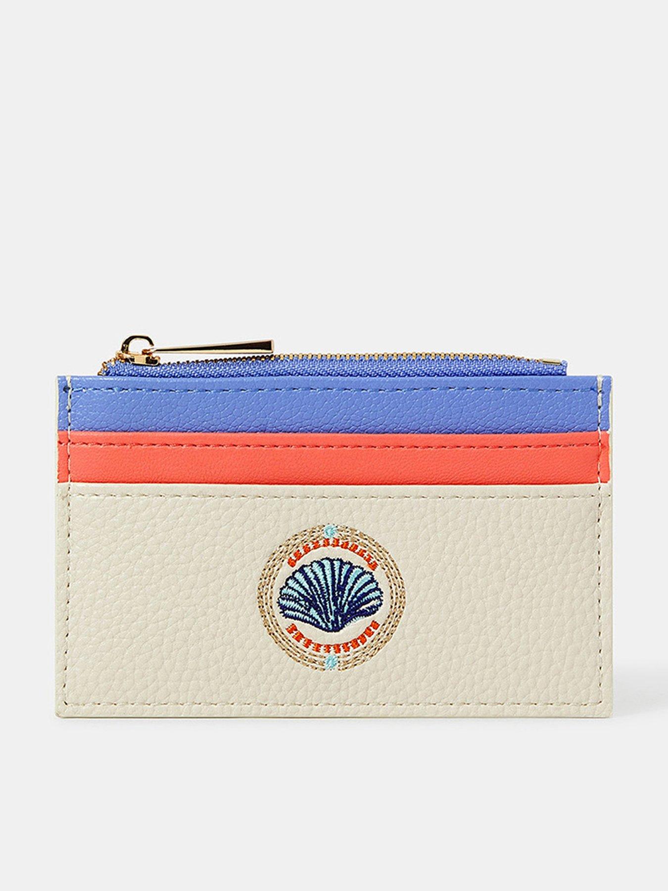 undefined Embroidered Seashell Cardholder - Pastel Multi