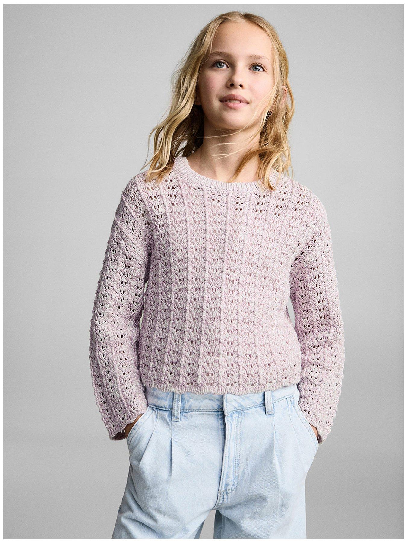 Mango Girls Crochet Jumper - Light Purple