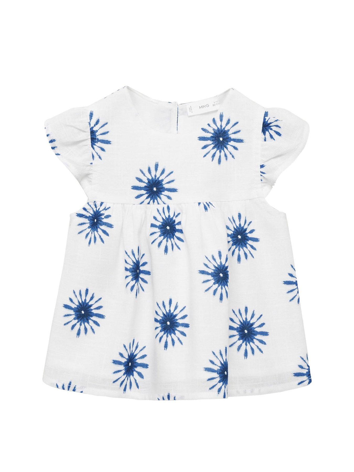  image of mango-younger-girls-sol-co-ord-blouse-whiteblue