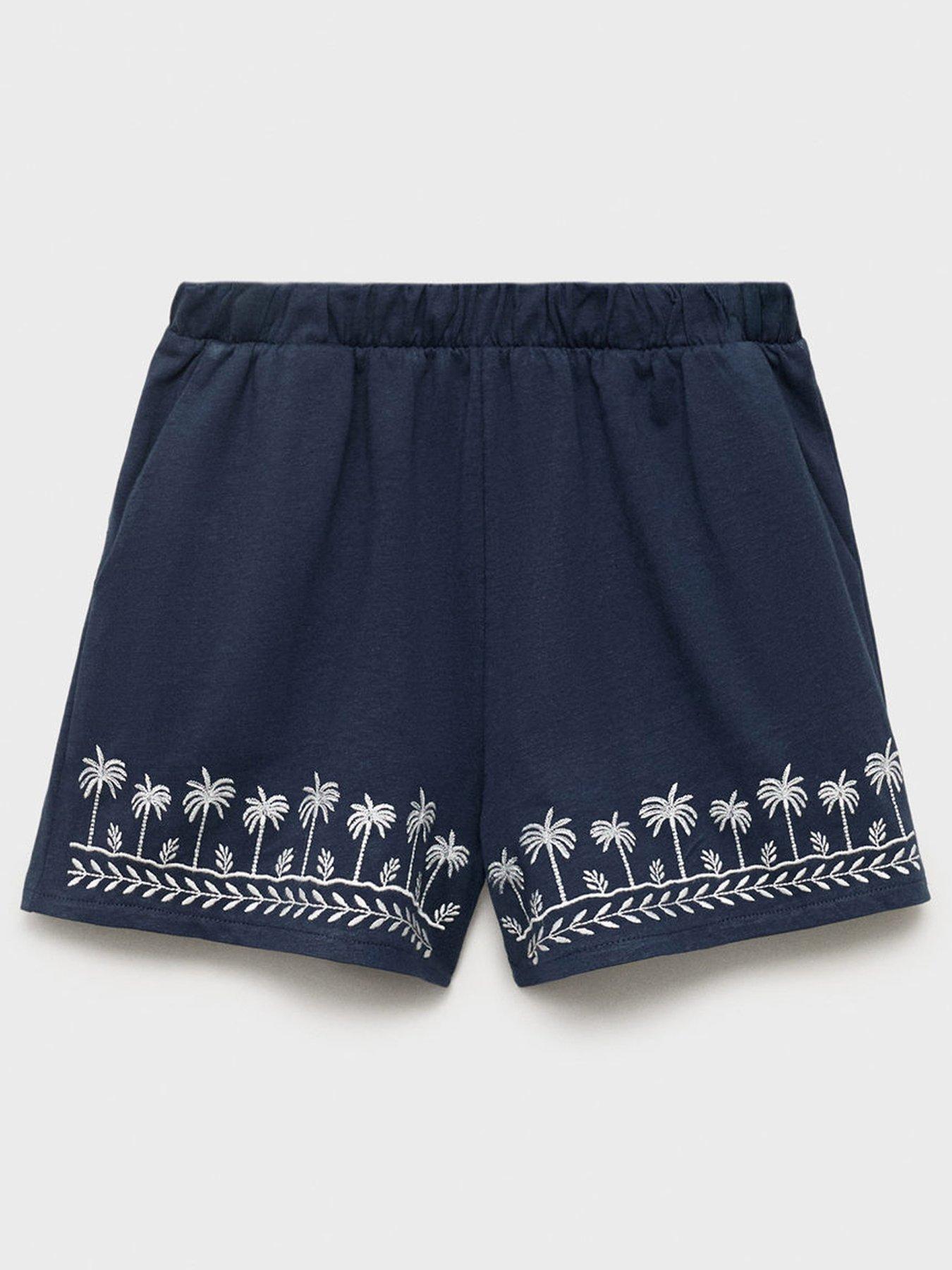  image of mango-girls-palm-tree-co-ord-shorts-navy