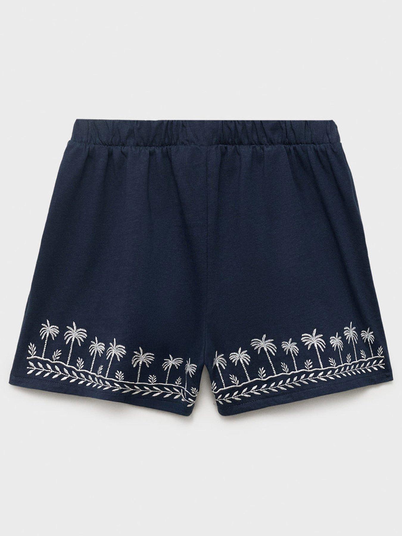  image of mango-girls-palm-tree-co-ord-shorts-navy