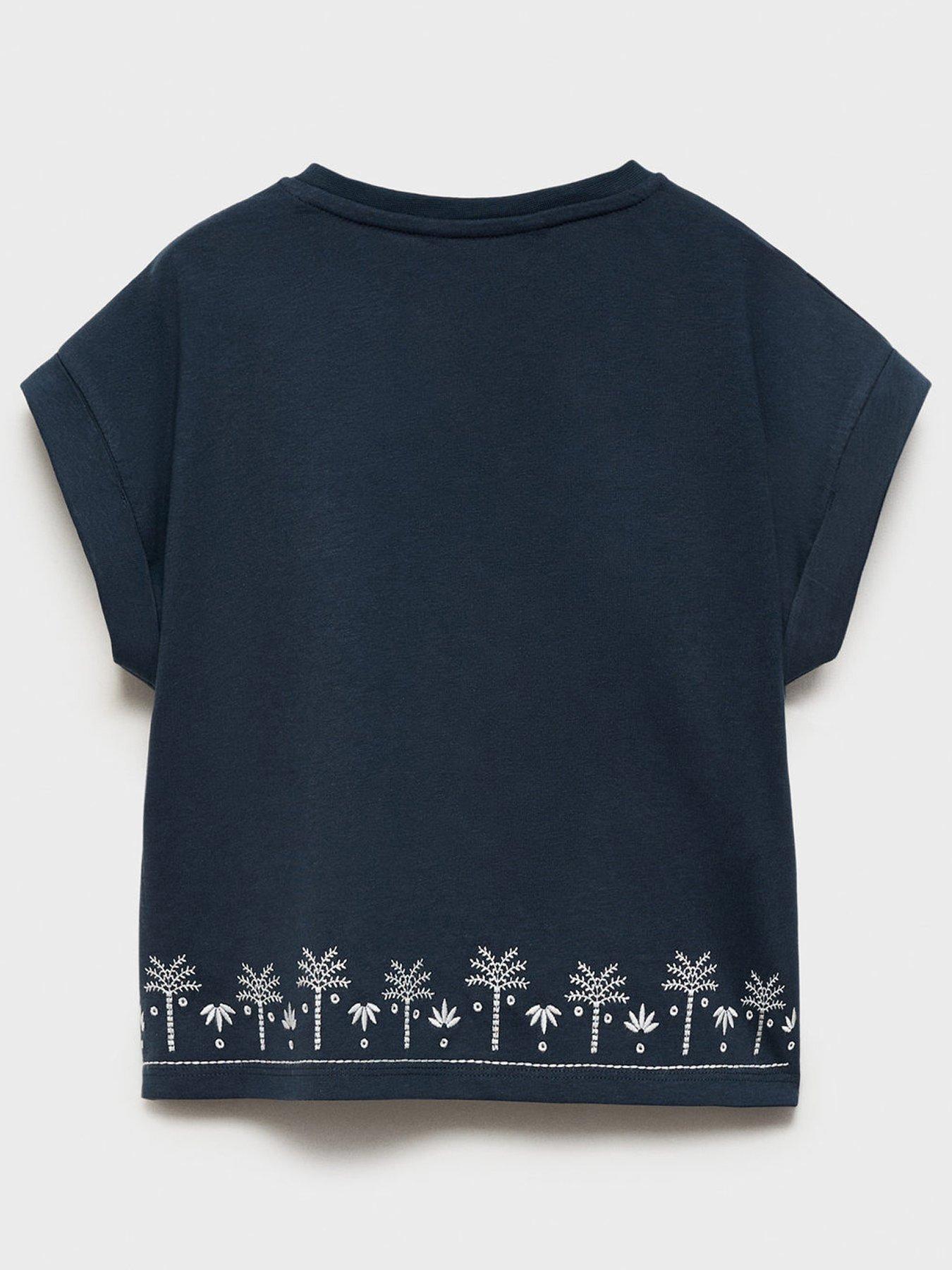  image of mango-girls-palm-tree-co-ord-t-shirt-navy