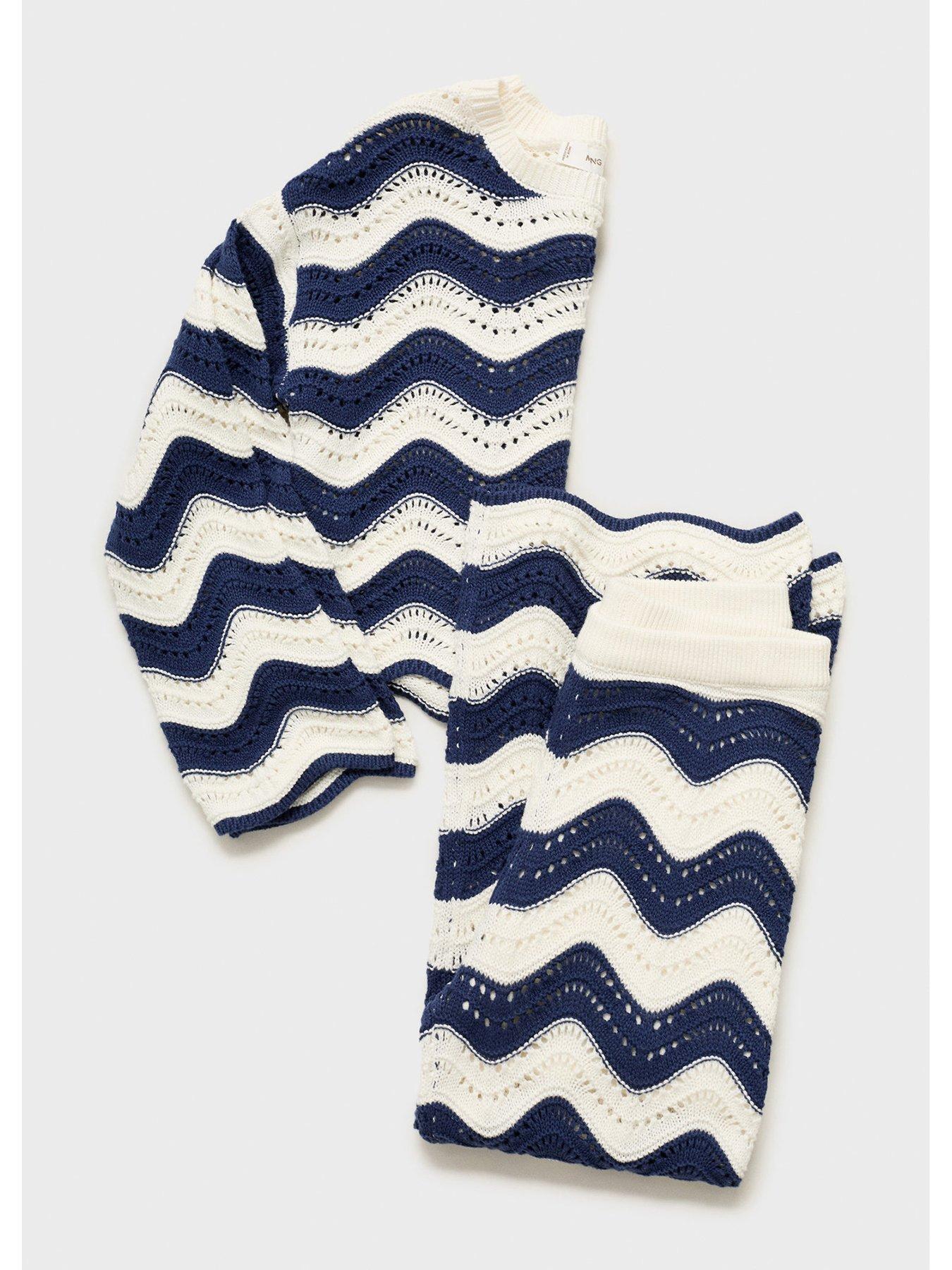  image of mango-girls-crochet-zig-zag-co-ord-trousers-blue