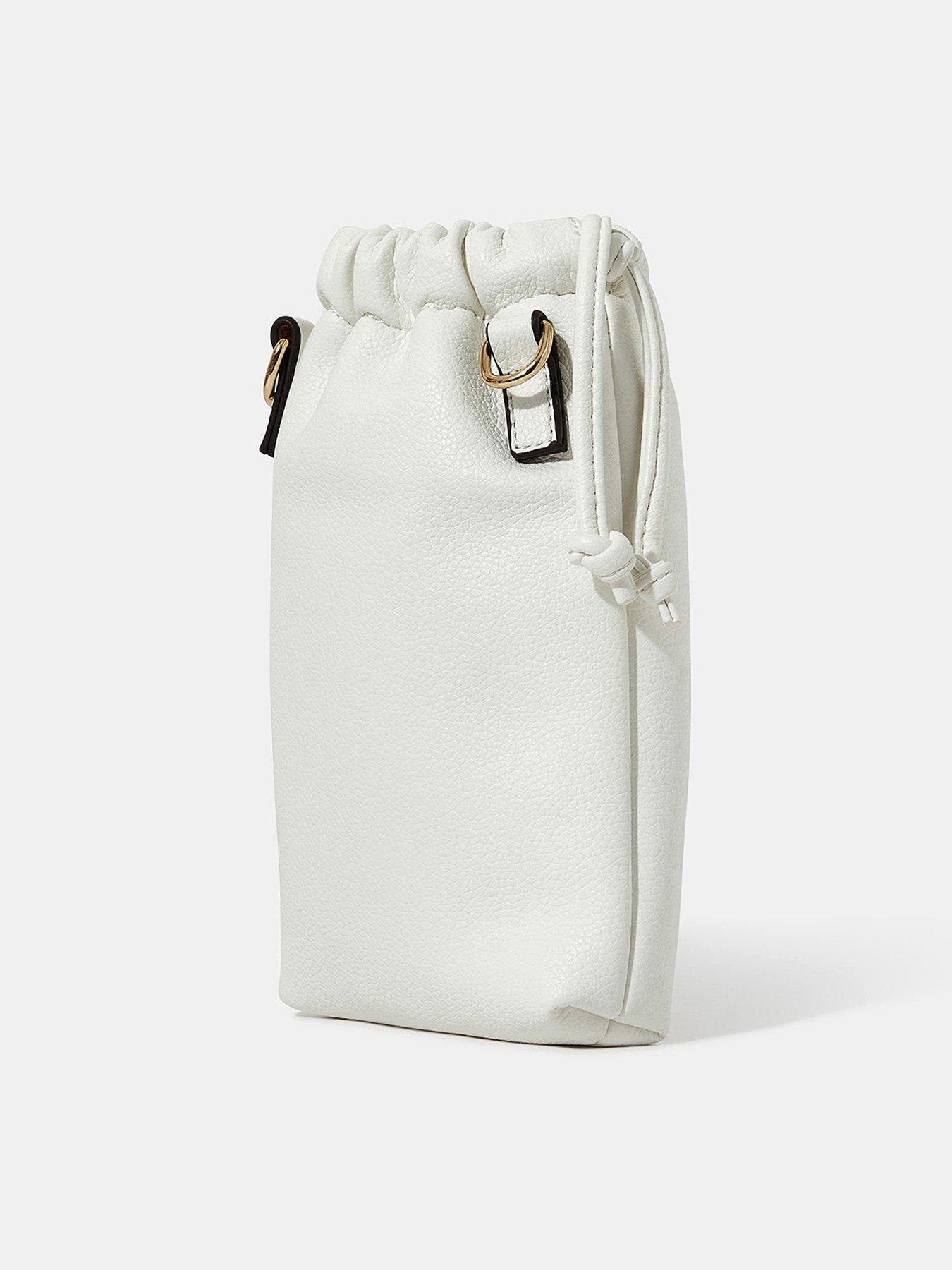  image of accessorize-drawstring-phone-bag-white