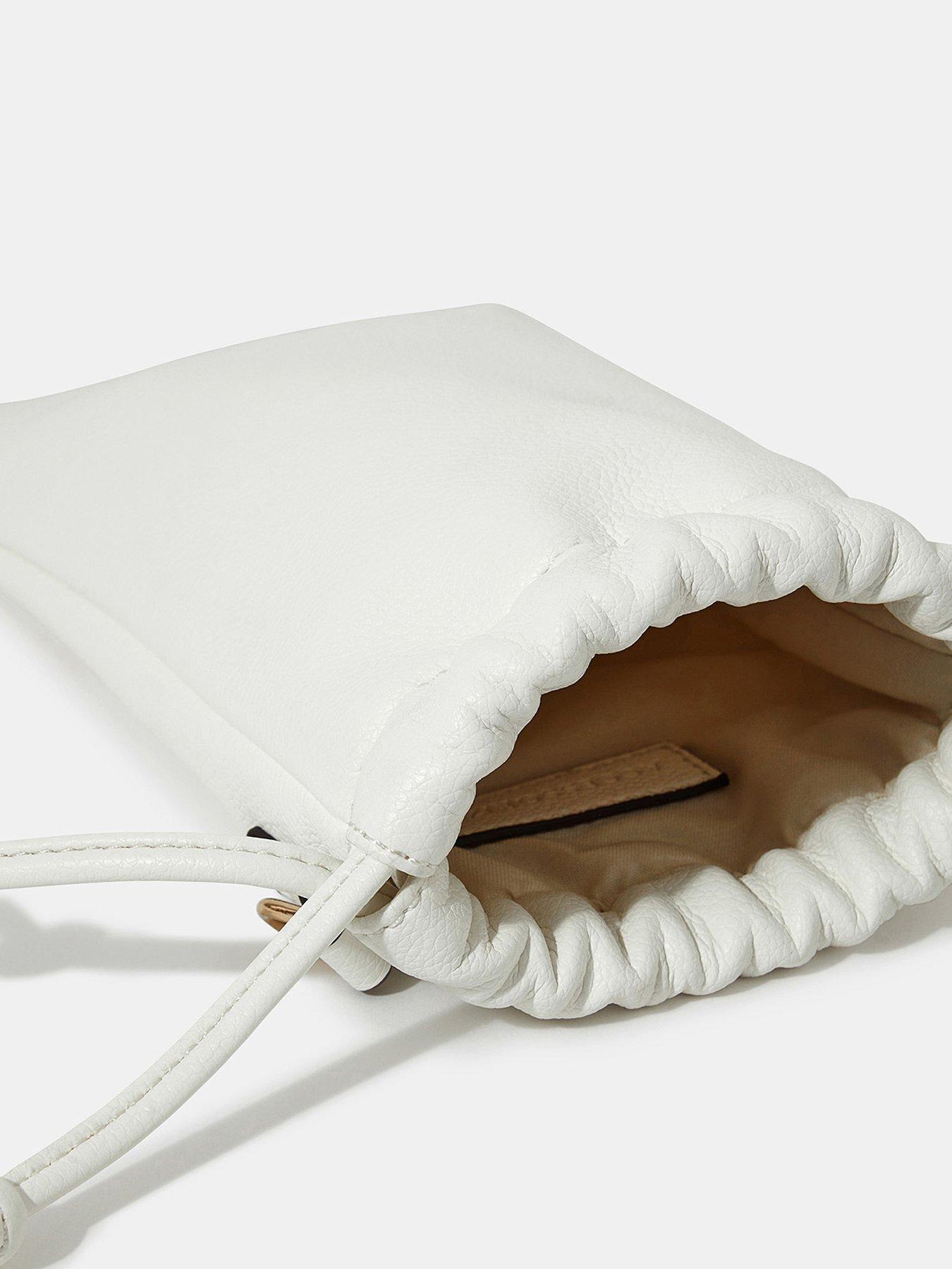  image of accessorize-drawstring-phone-bag-white