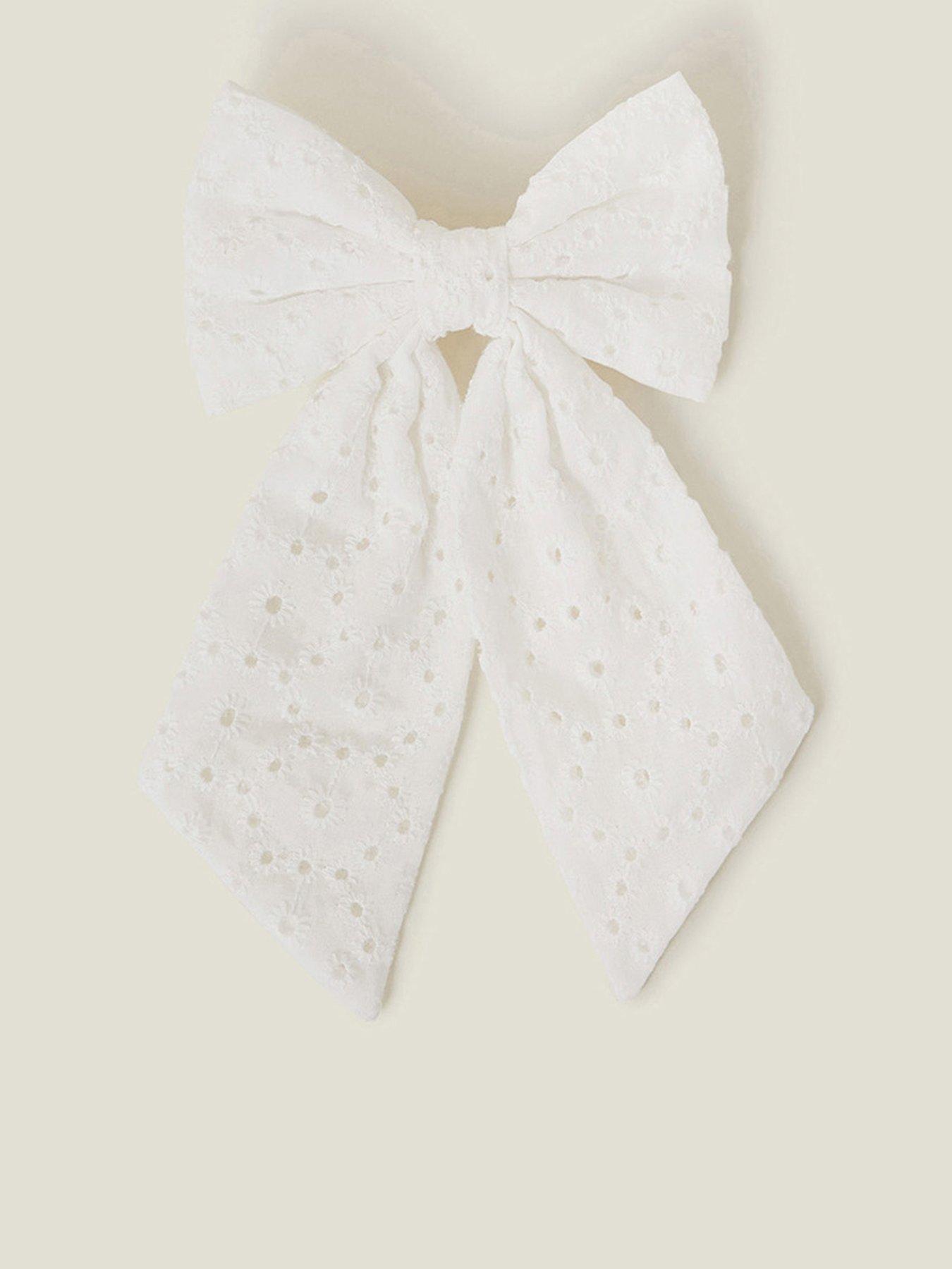 Accessorize Broderie Bow Barrette Hair Clip - White