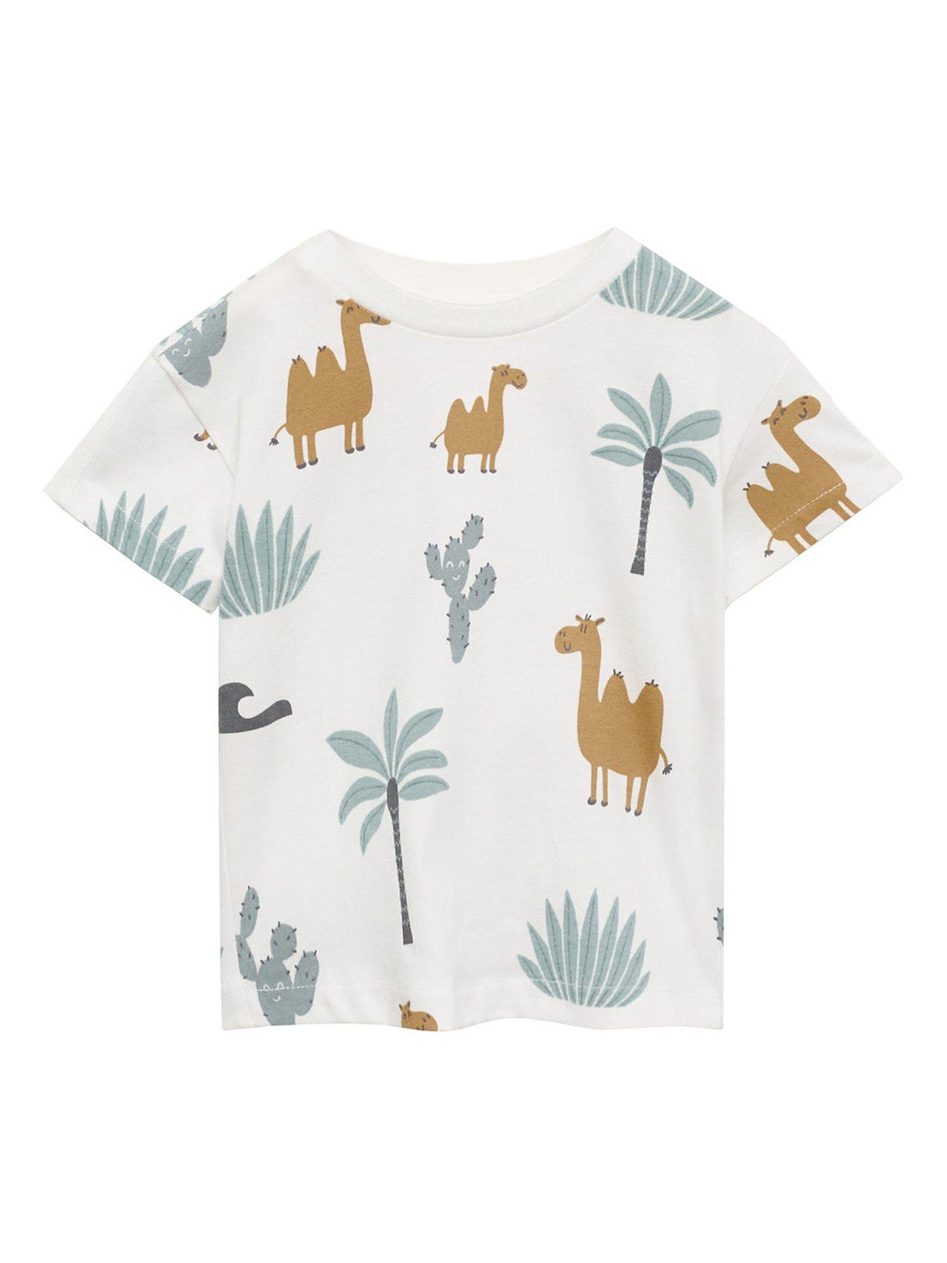  image of mango-younger-boys-desert-print-short-sleeve-tshirt-light-cream