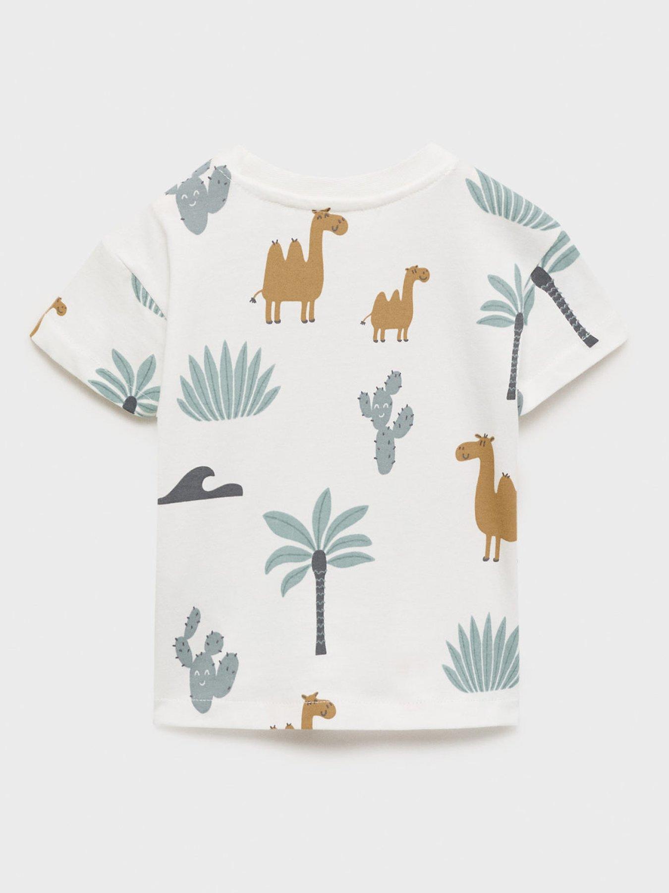  image of mango-younger-boys-desert-print-short-sleeve-tshirt-light-cream