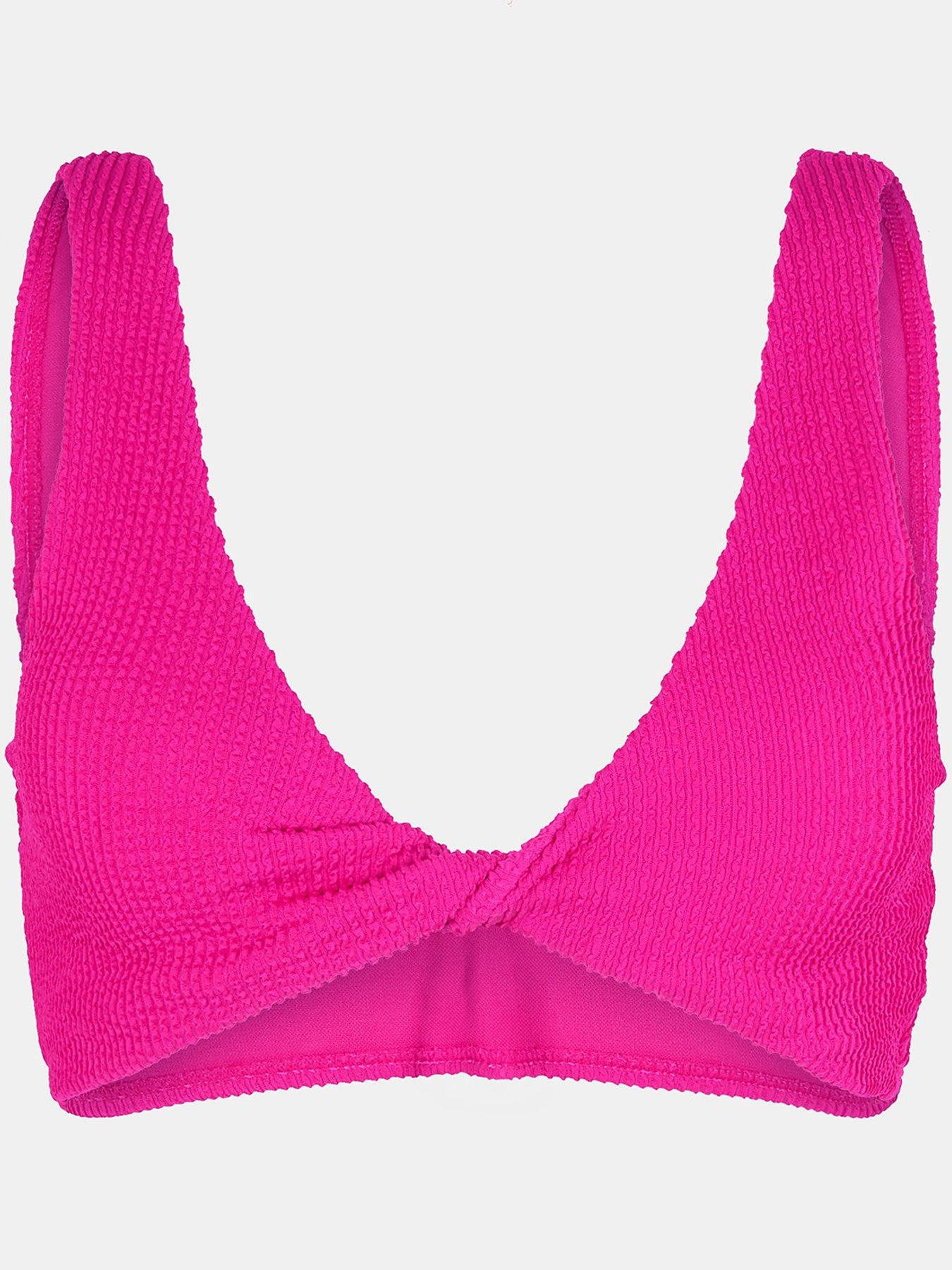  image of accessorize-twist-front-crinkle-crop-bikini-top-pink